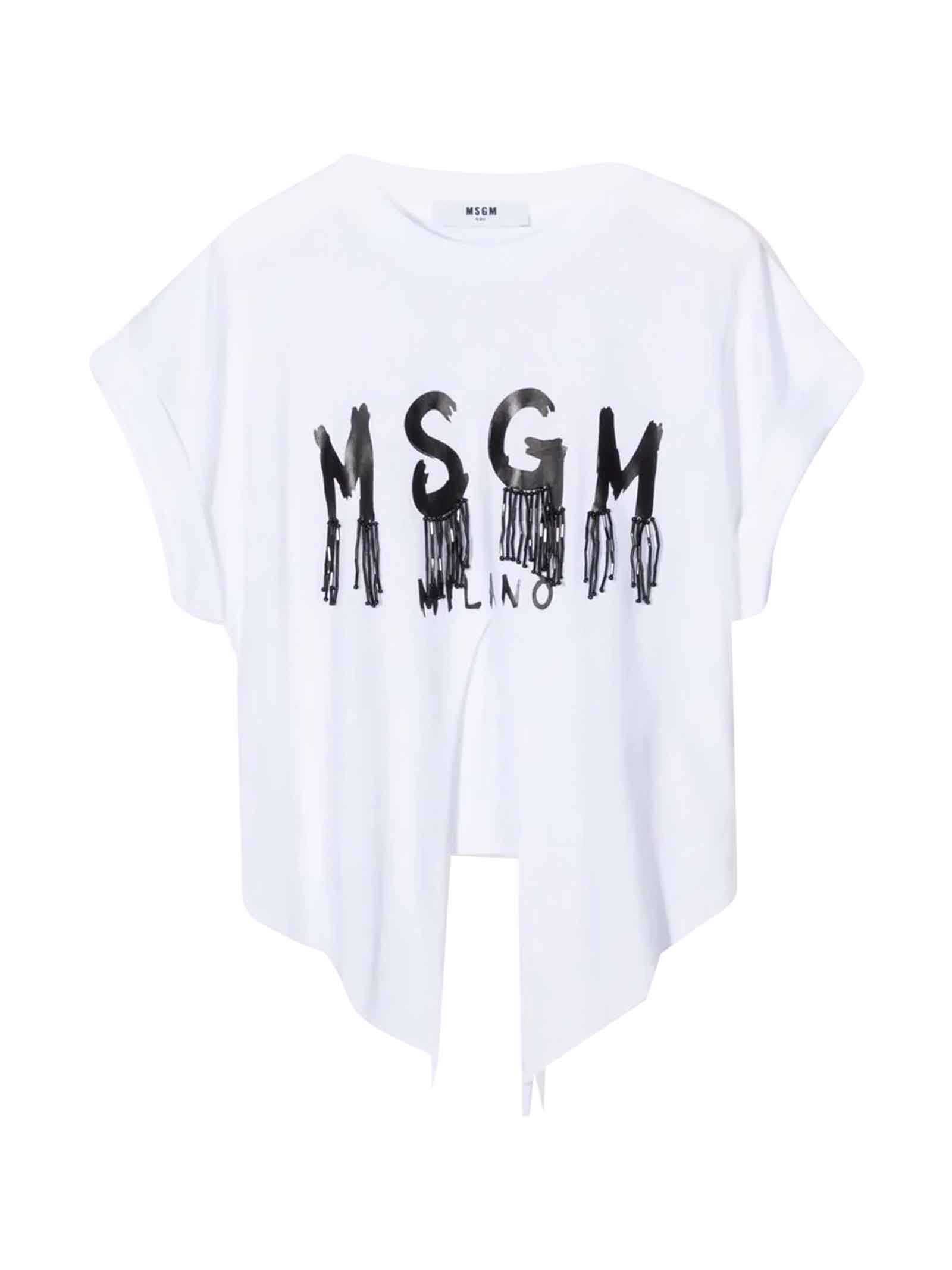 MSGM White T-shirt Teen Girl