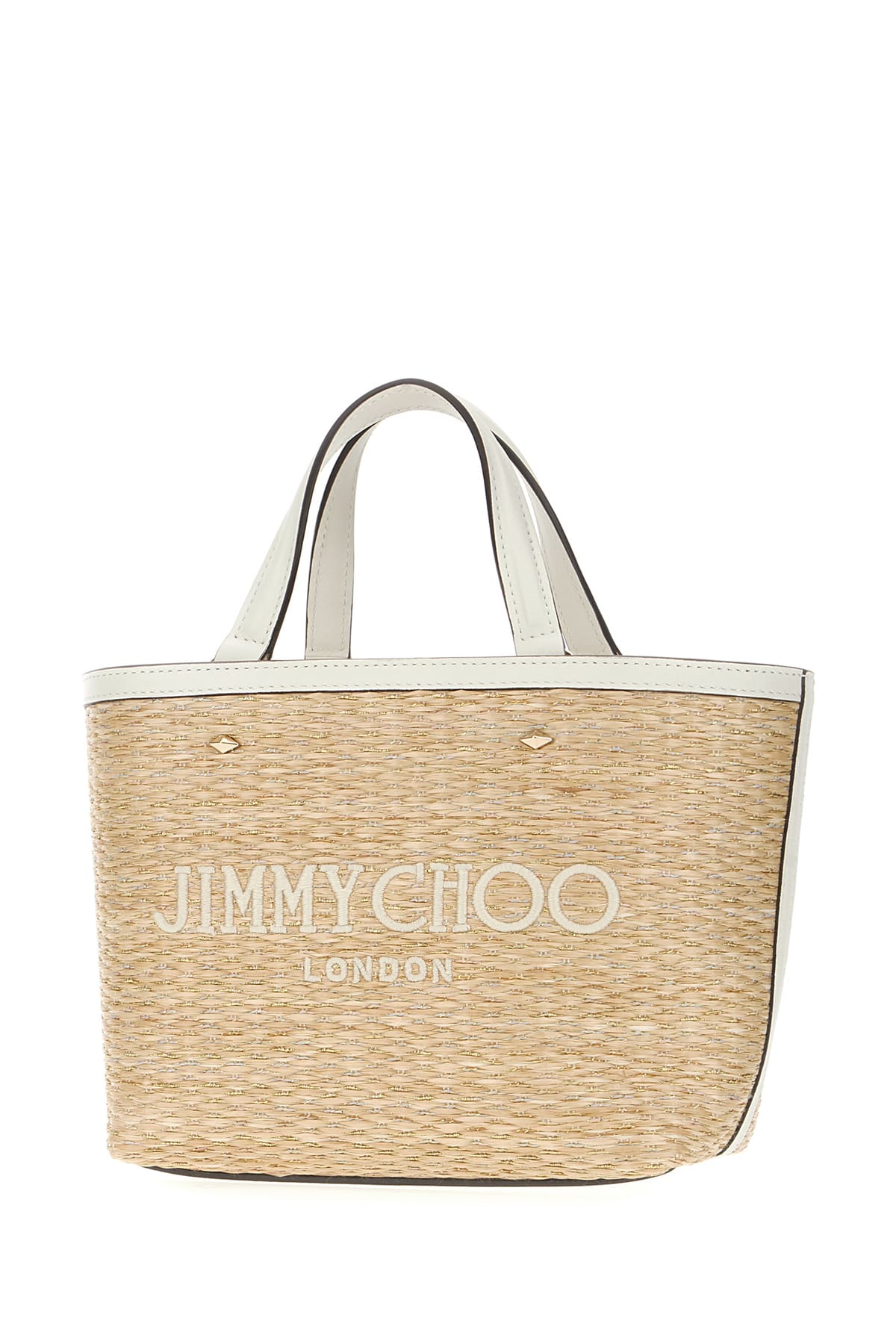 Shop Jimmy Choo Raffia Mini Marli Handbag In Naturalgold