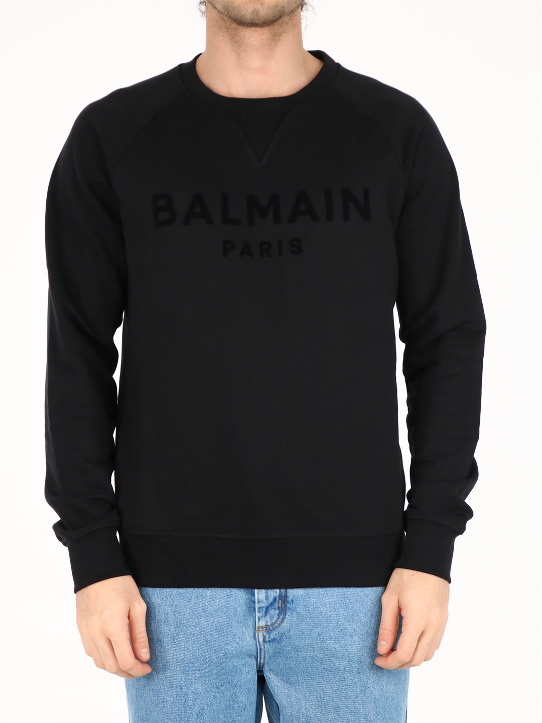 Balmain Velvet Logo Sweatshirt Black