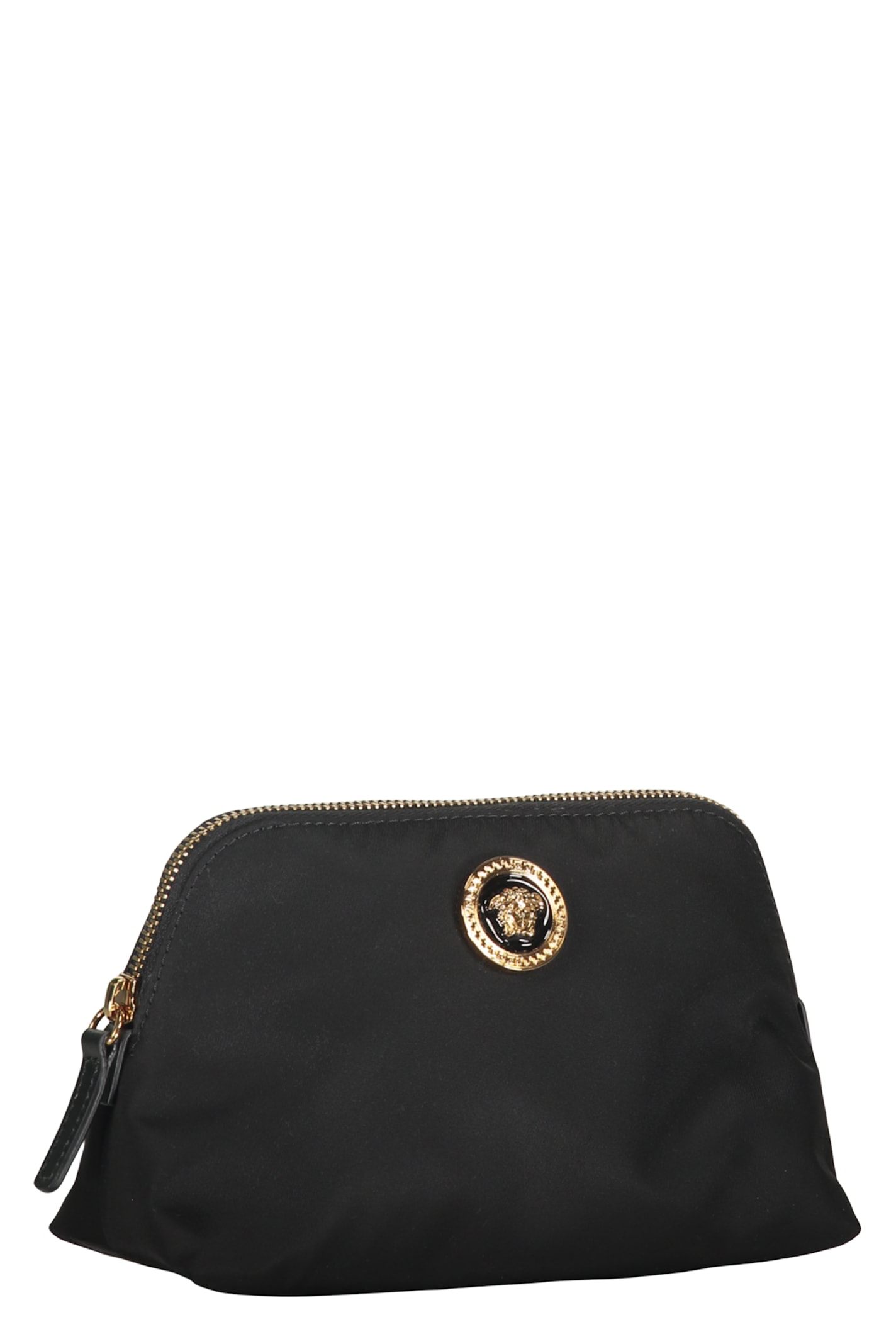 Versace Elegant Black Beauty Case With Golden Details In Black