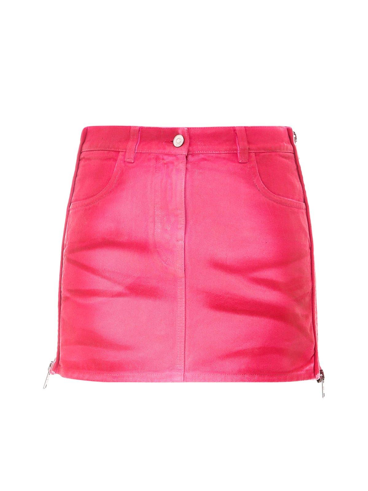 Shop Givenchy Zipped Mini Denim Skirt In Pink