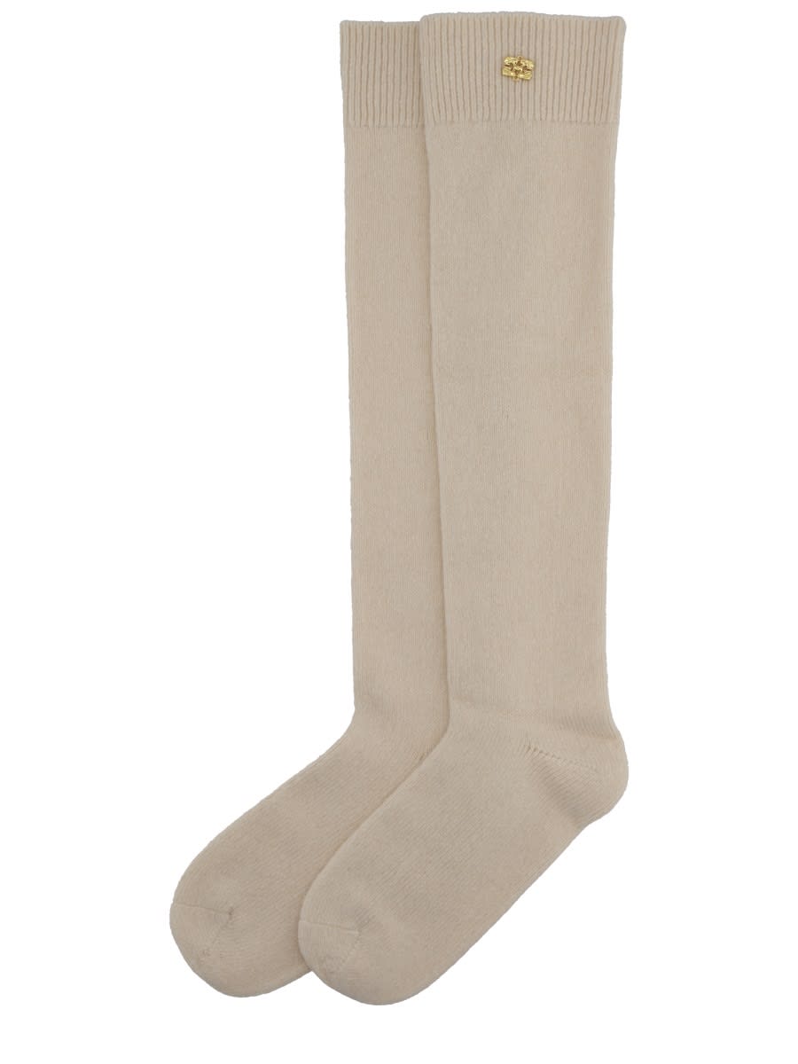 Ganni Wool Socks. In White