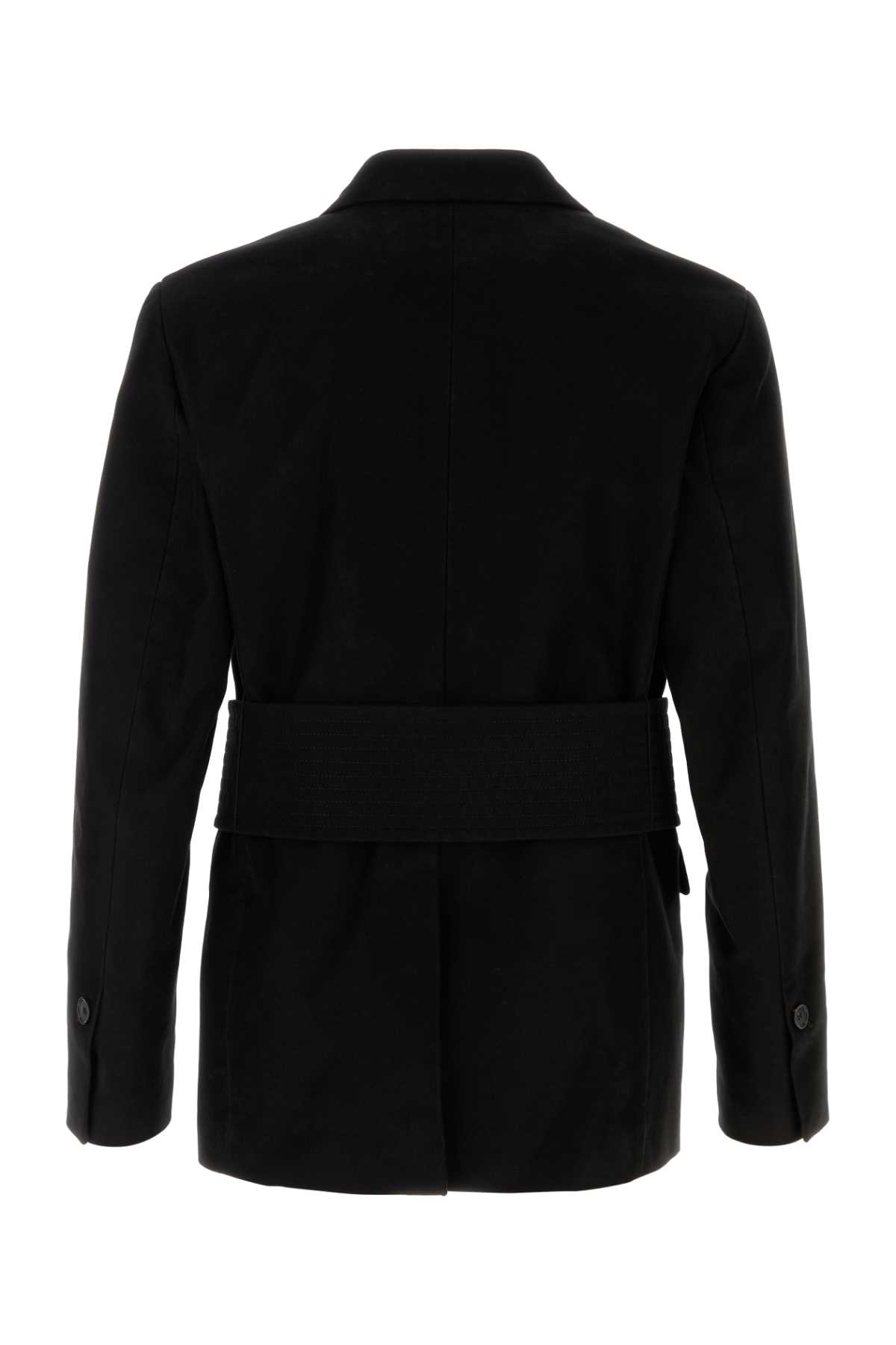 Ferragamo Single-breasted Cotton Blazer In Nero