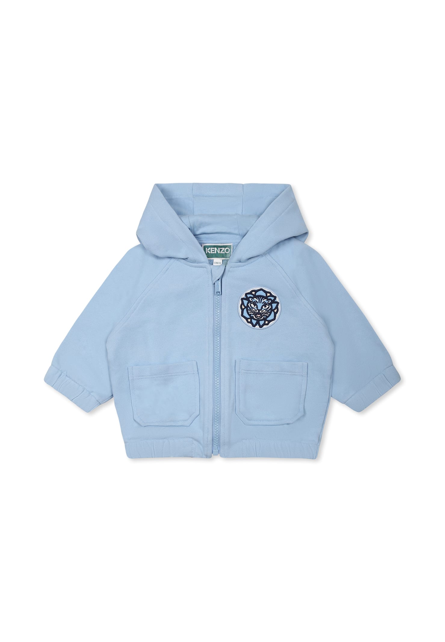Kenzo Light Blue Sweatshirt For Baby Boy With Tiger In Light Blue