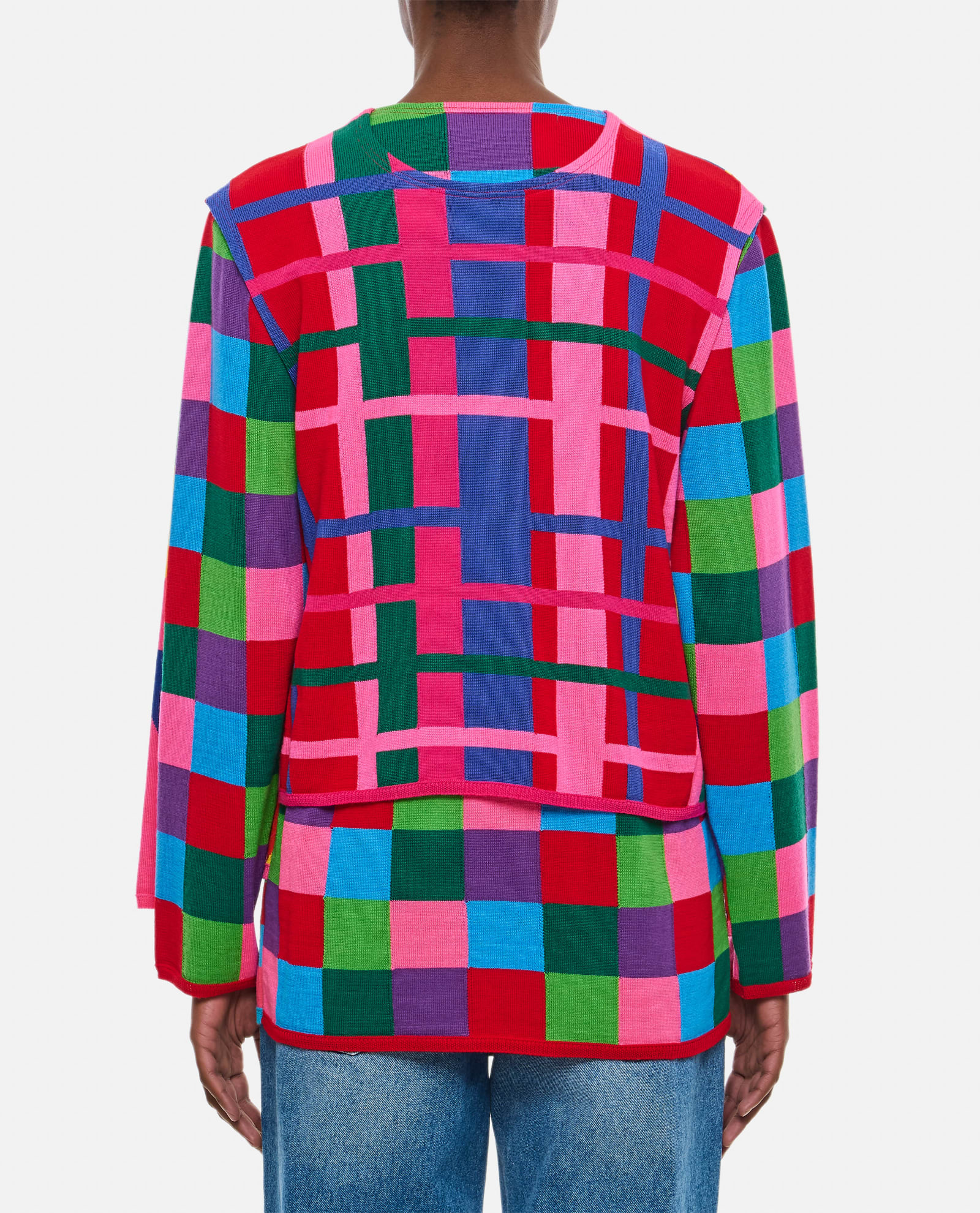 Shop Comme Des Garçons Double Layer Pattern Sweater In Multicolour