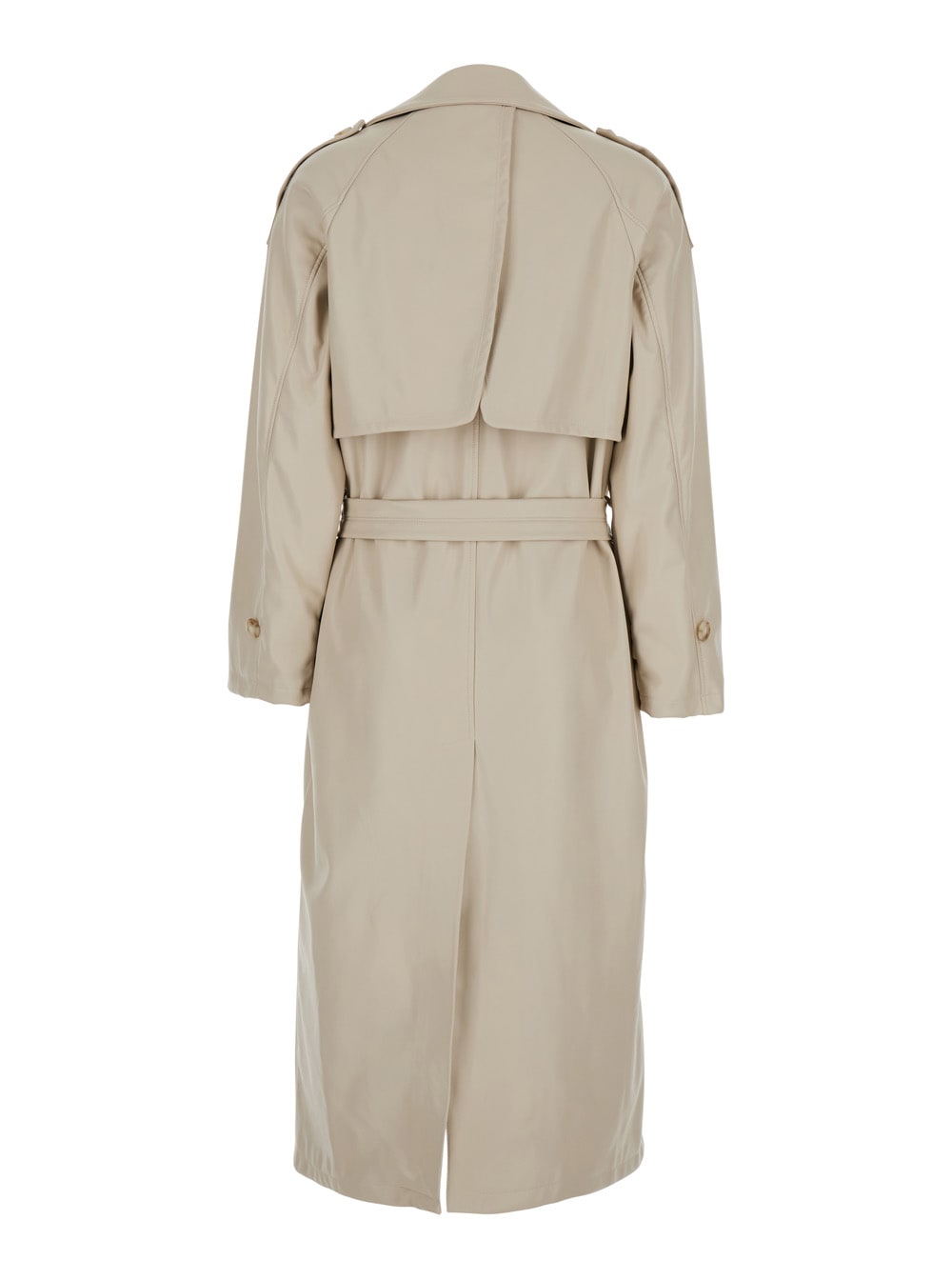 Urbancode Grey Double-breasted Trench Coat With Wide Notched Revers In Tech Fabric Woman In Grey