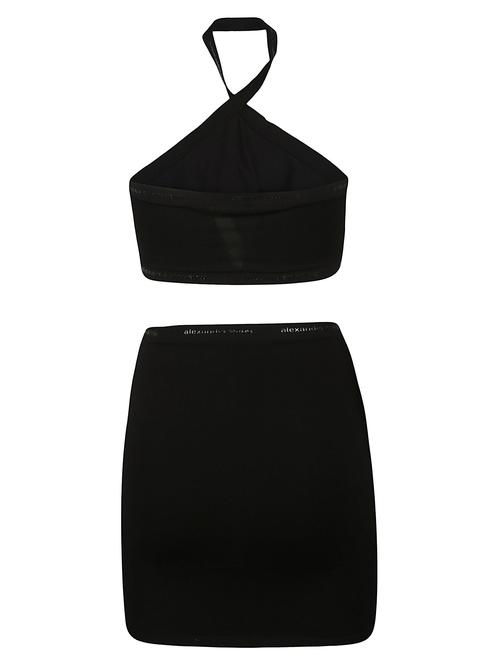 Shop Alexander Wang T Criss Cross Logo Trim Halter Dress In Black