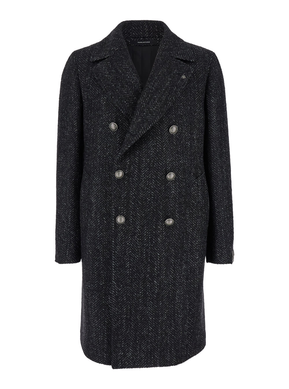 Shop Tagliatore Arden Dakr Grey Double Breasted Coat With Buttons In Wool Blend Woman