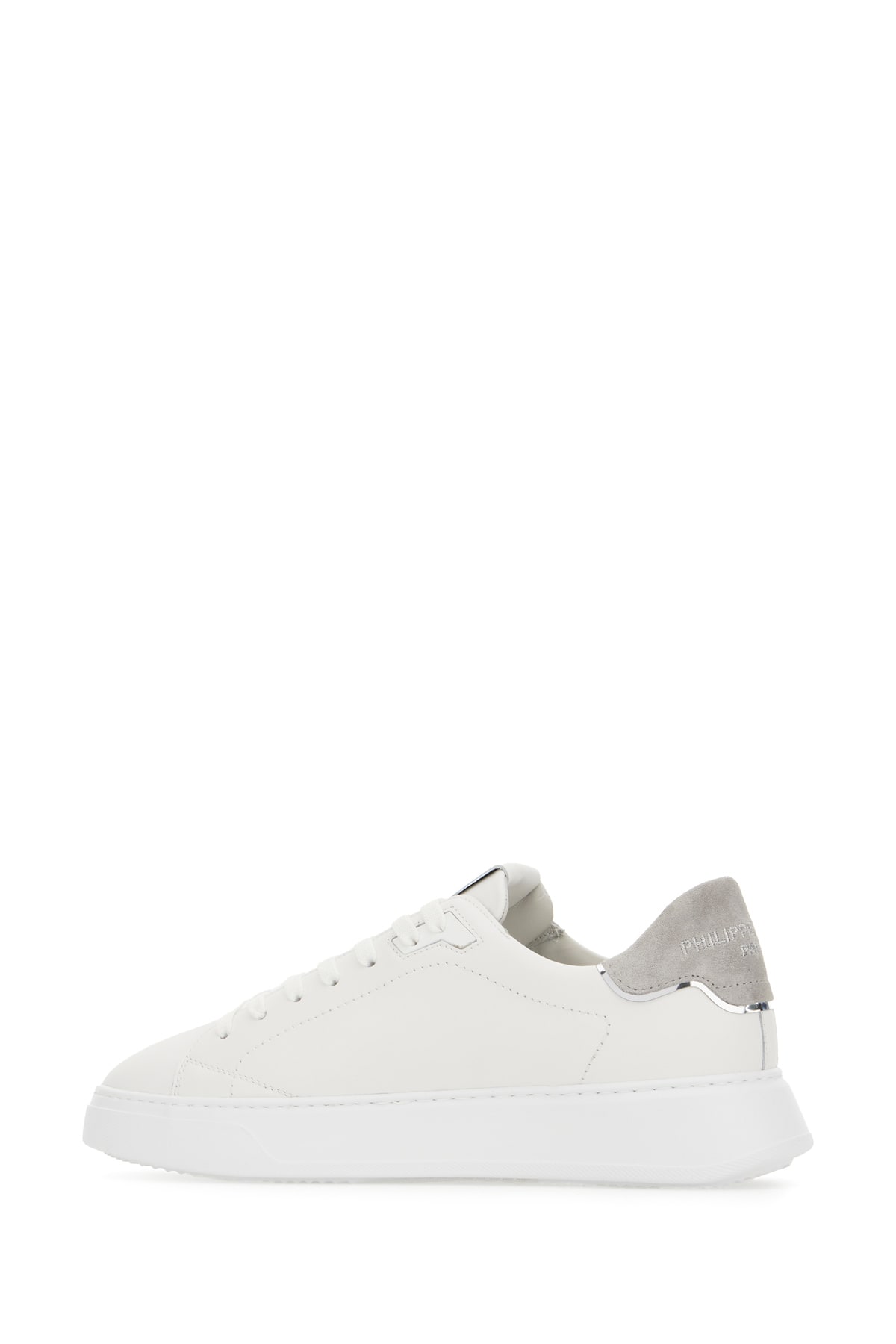 Philippe Model White Leather Temple Sneakers In Bianco Grigio