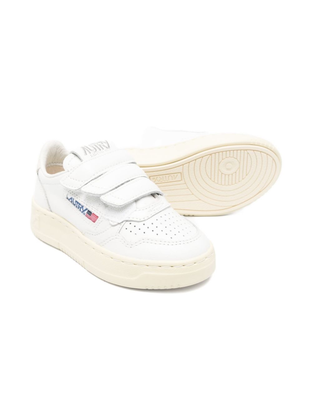 Autry Kids Sneakers With Double Hook-and-loop Closure In Neutral