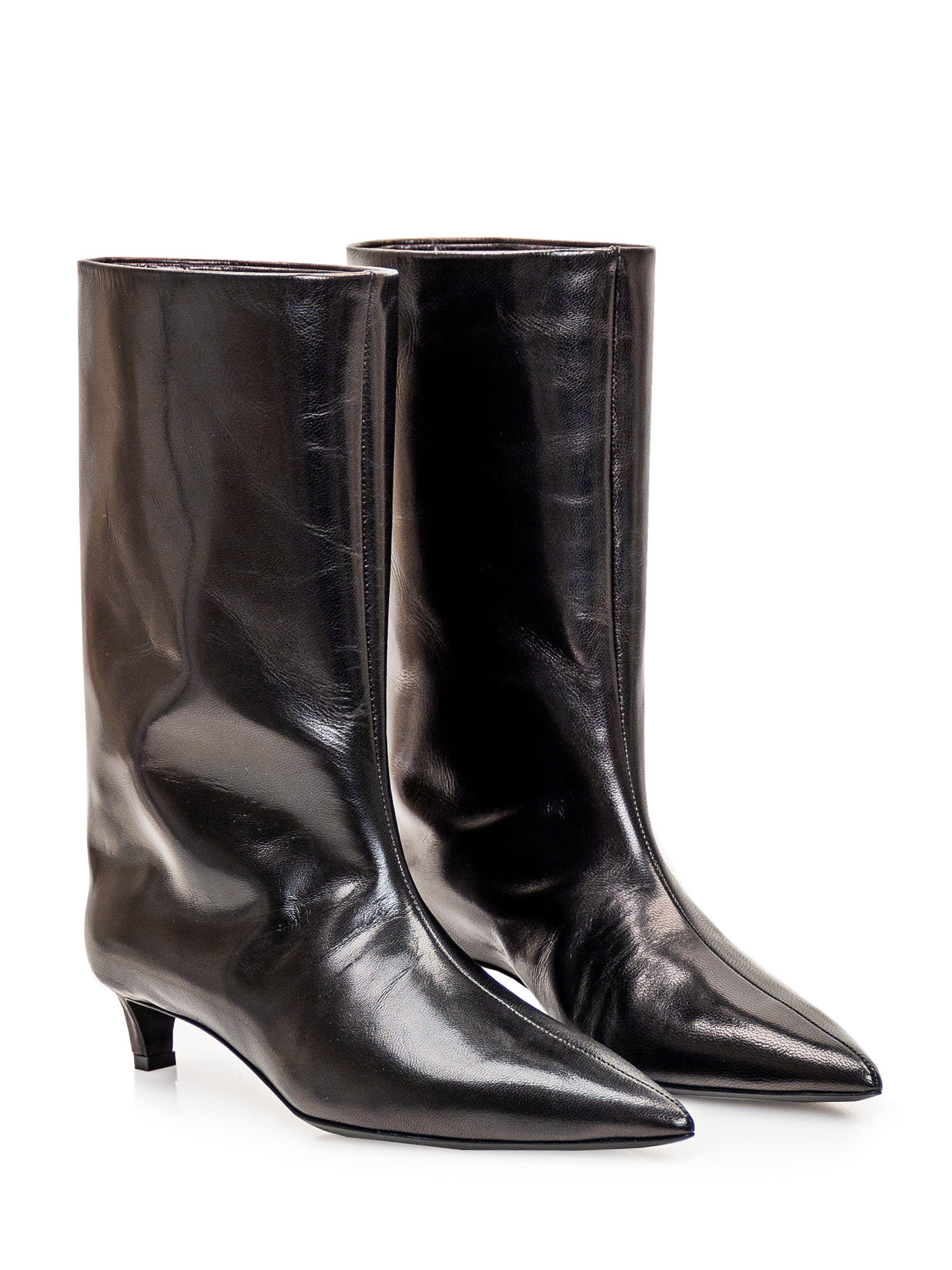 Shop Jil Sander Leather Boot In Black
