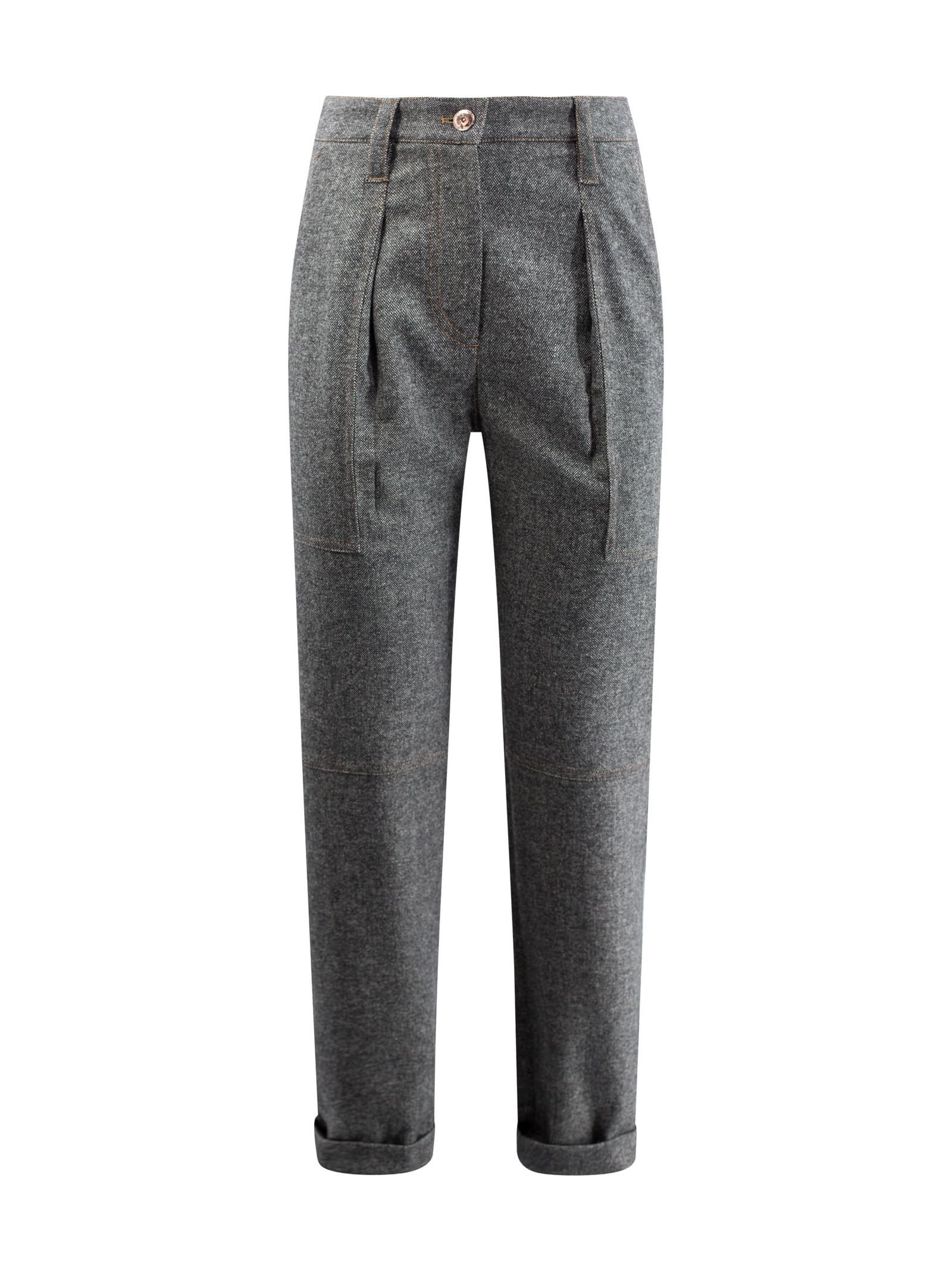 BRUNELLO CUCINELLI CROPPED WOOL-BLEND TROUSERS