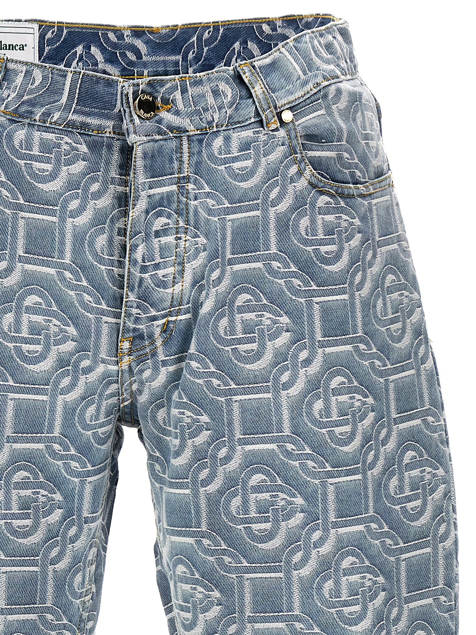 Shop Casablanca All Over Logo Jeans In Blue