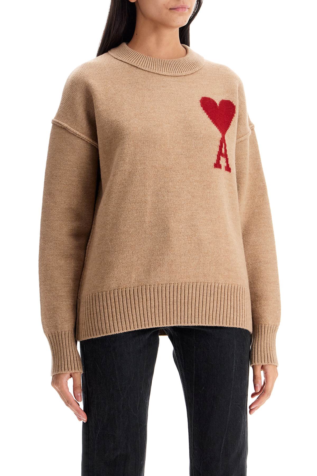 Shop Ami Alexandre Mattiussi Ami De C Ur Sweater In Neutrals/red