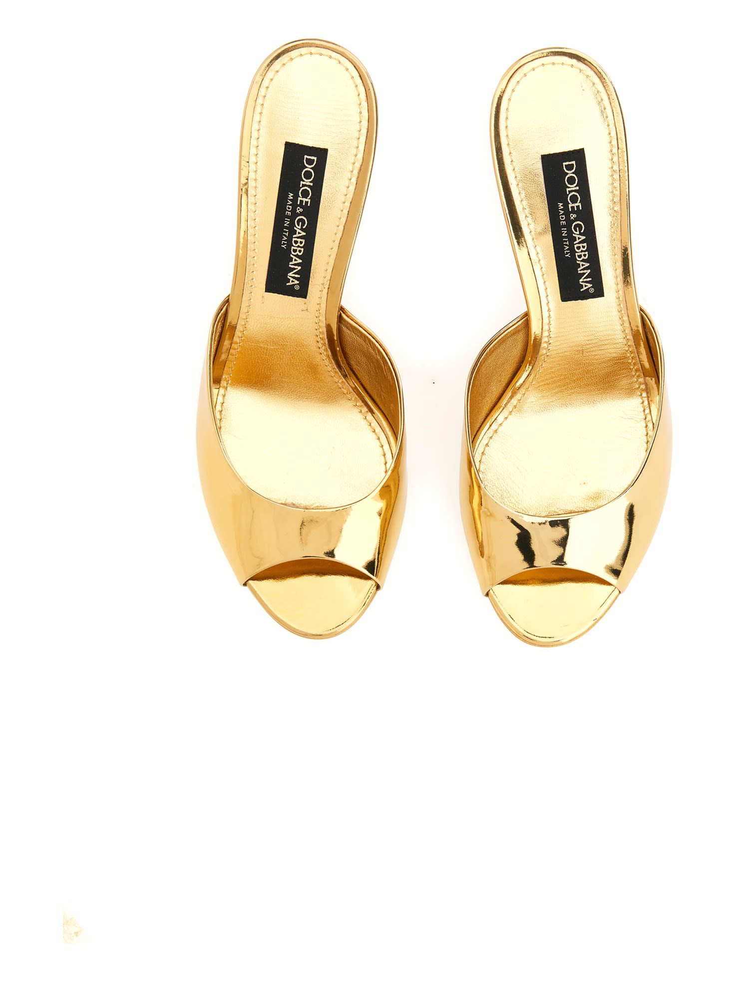 Shop Dolce & Gabbana Mule Sandals In Oro Chiaro