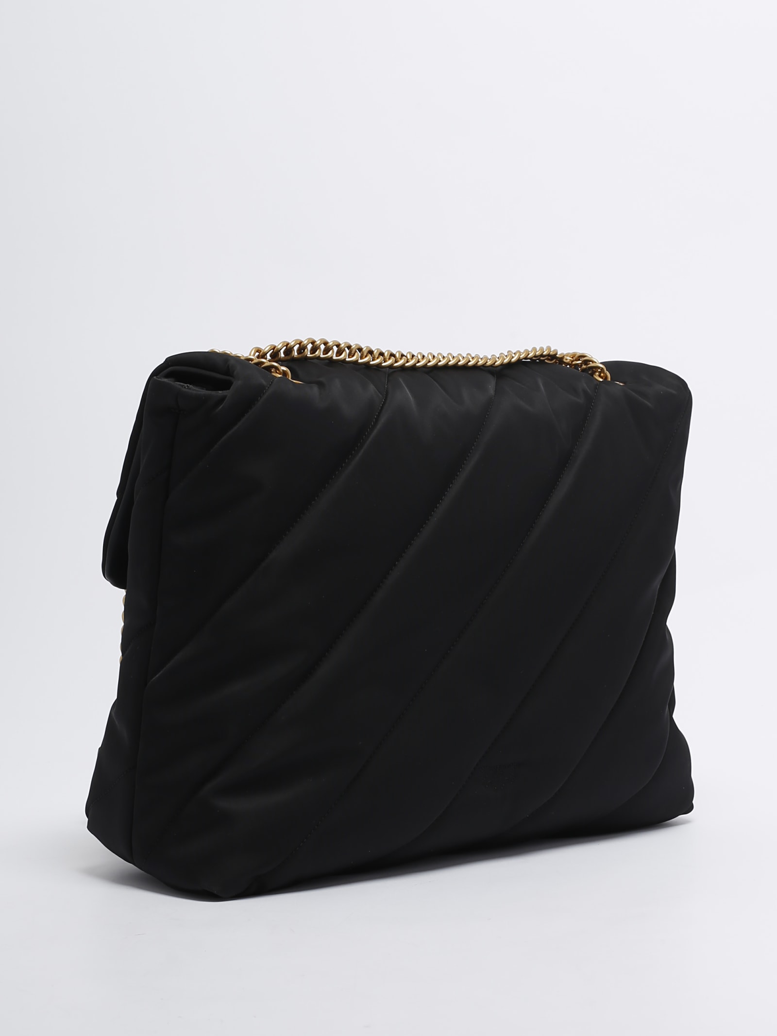 Shop Pinko Love Extra Puff Maxi Quilt Shoulder Bag In Nero