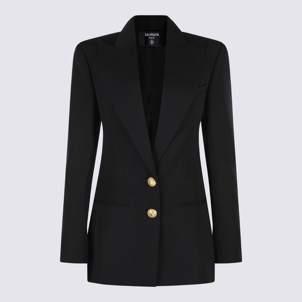 Shop Balmain Black Wool Blazer