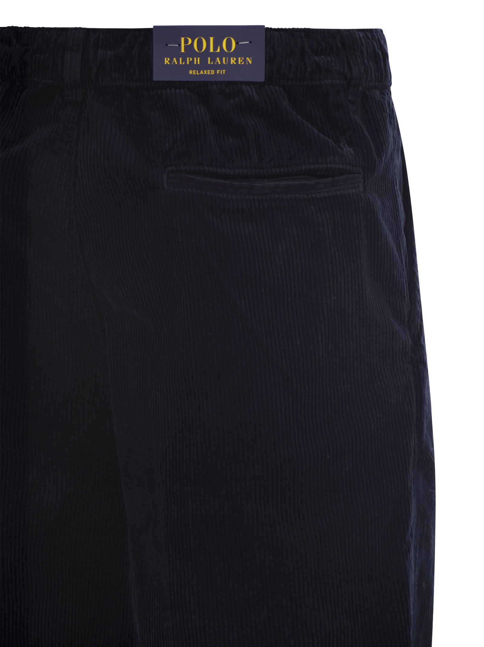 Shop Polo Ralph Lauren Corduroy Trousers With Pleats In Navy