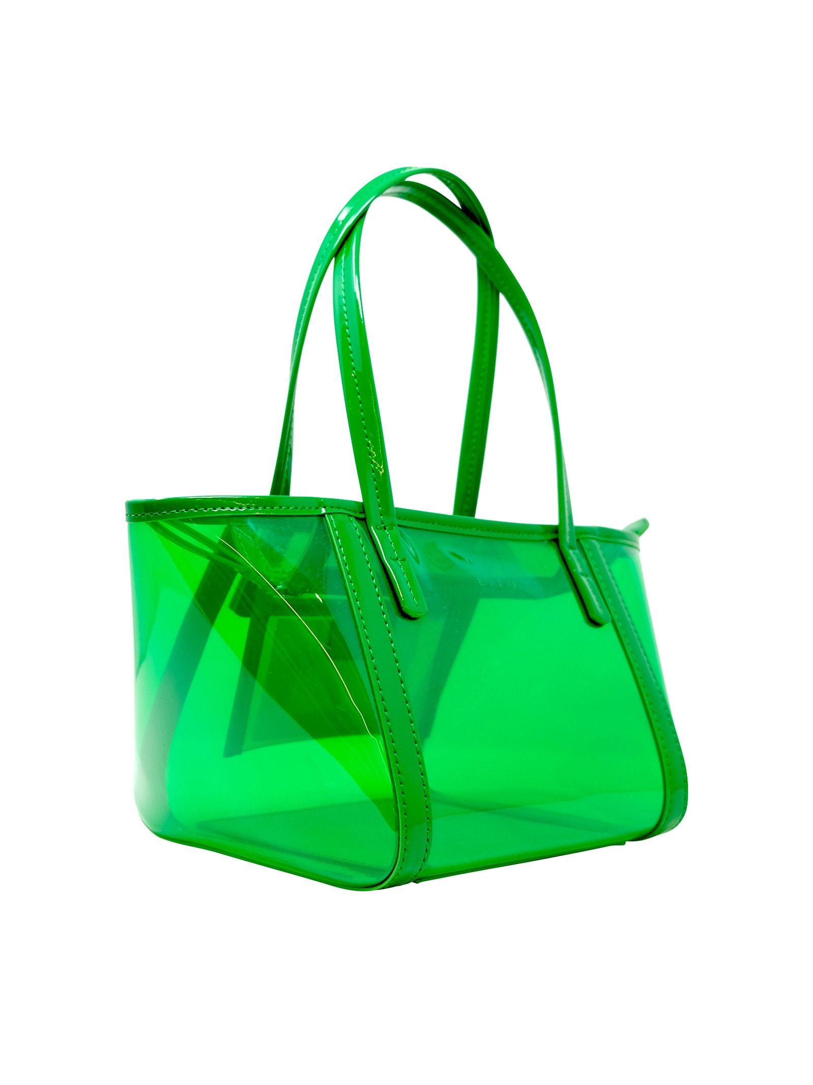 Shop By Far Bar Tote Transparent Green Pu Handbag