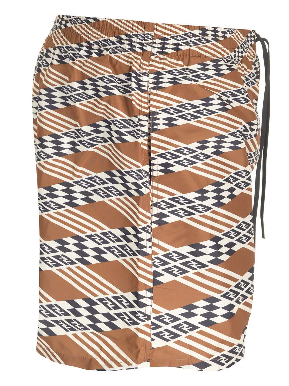 Shop Fendi Swim Boxer In Brown