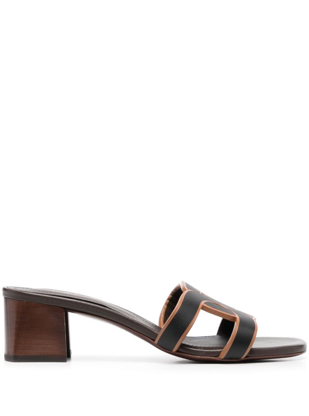 TOD'S BLACK AND BROWN WOVEN MULES IN LEATHER WOMAN