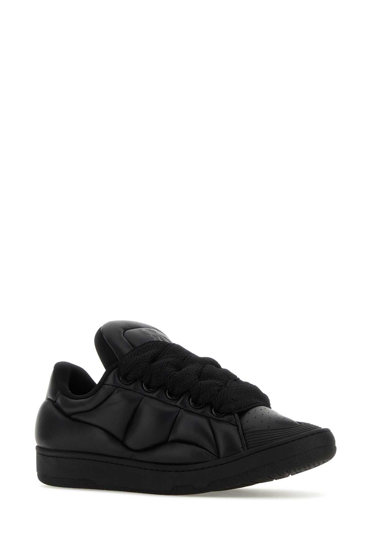 Lanvin Black Leather Curb Xl Sneakers In Blackblack
