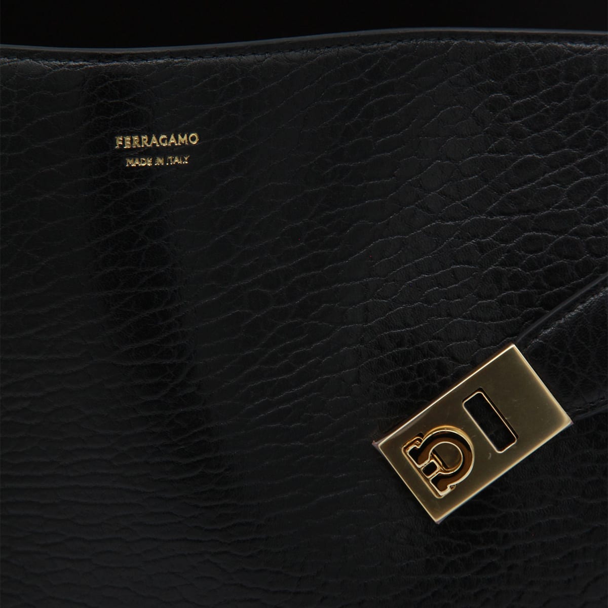Ferragamo Leather Hug M Handbag With Metal Accents