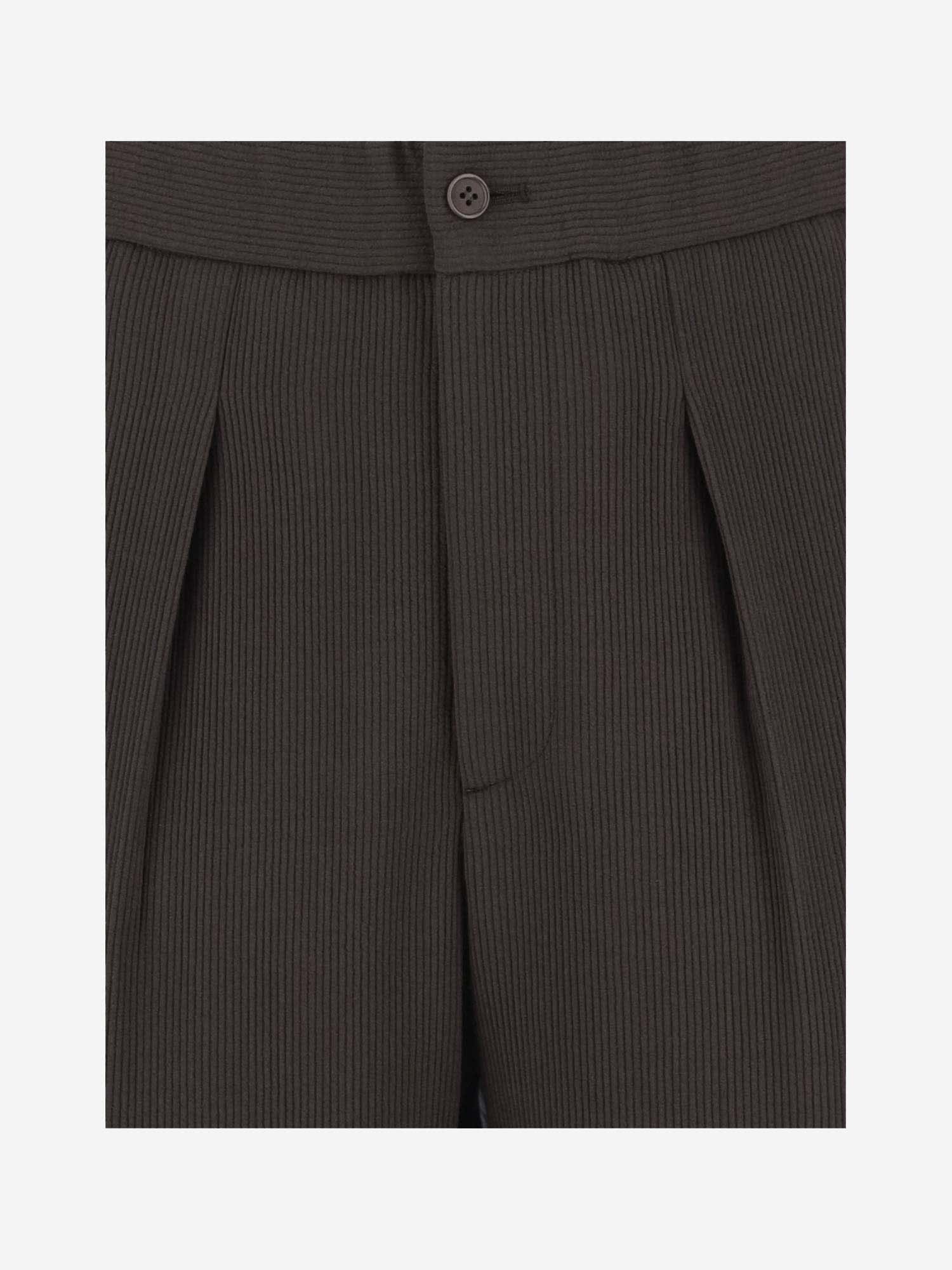 Shop Giorgio Armani Wool Blend Pants In Nero