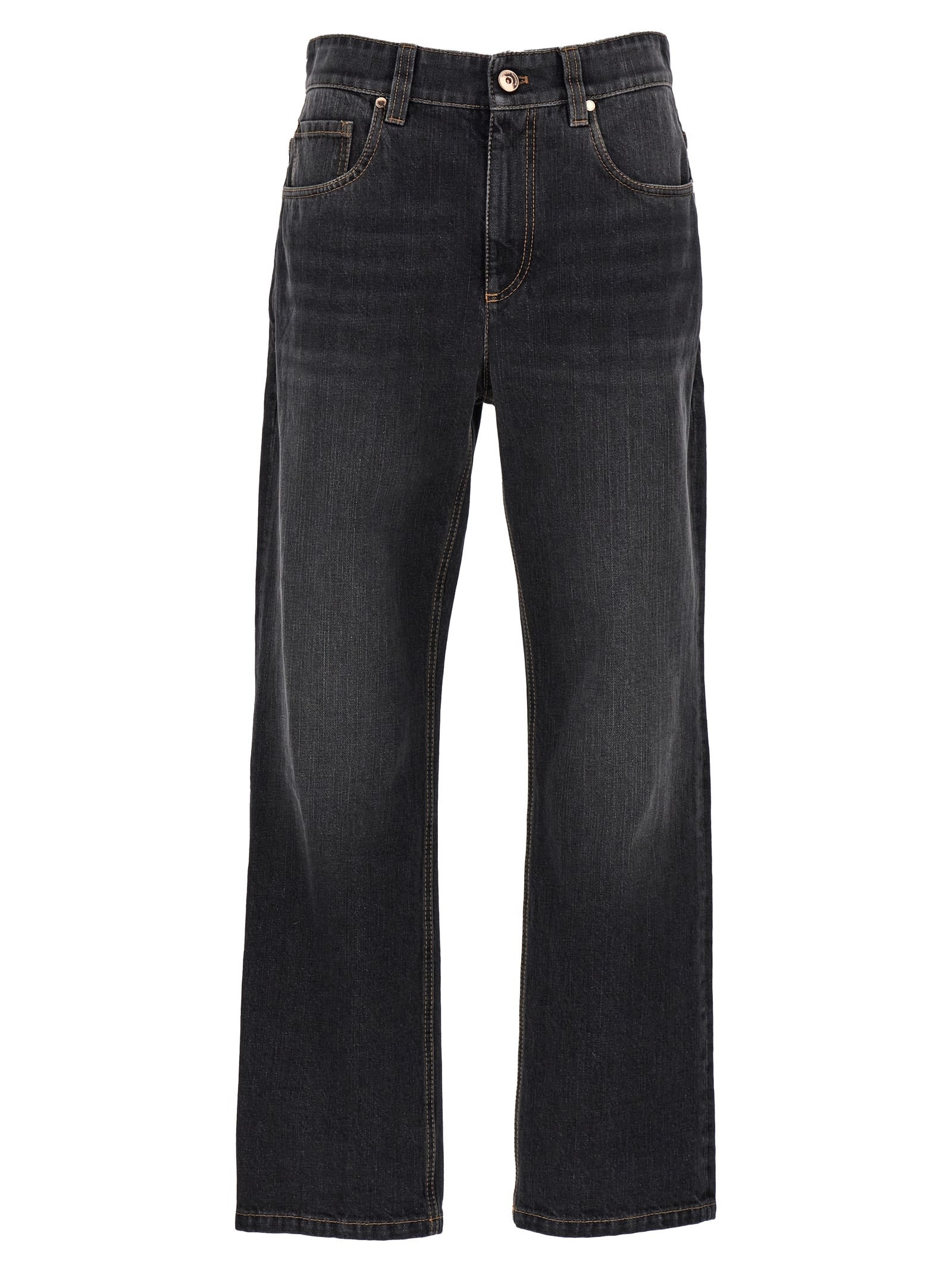 Shop Brunello Cucinelli Monile Denim Jeans In Black