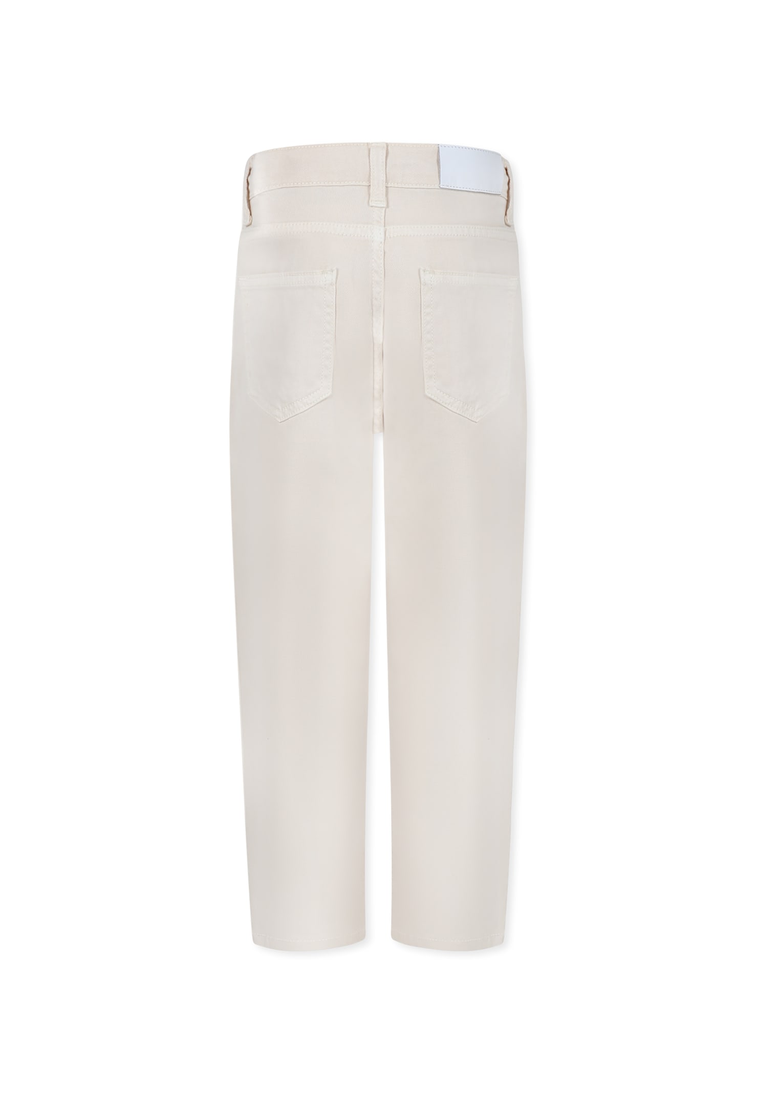 Shop Msgm Ivory Jeans For Boy With Logo