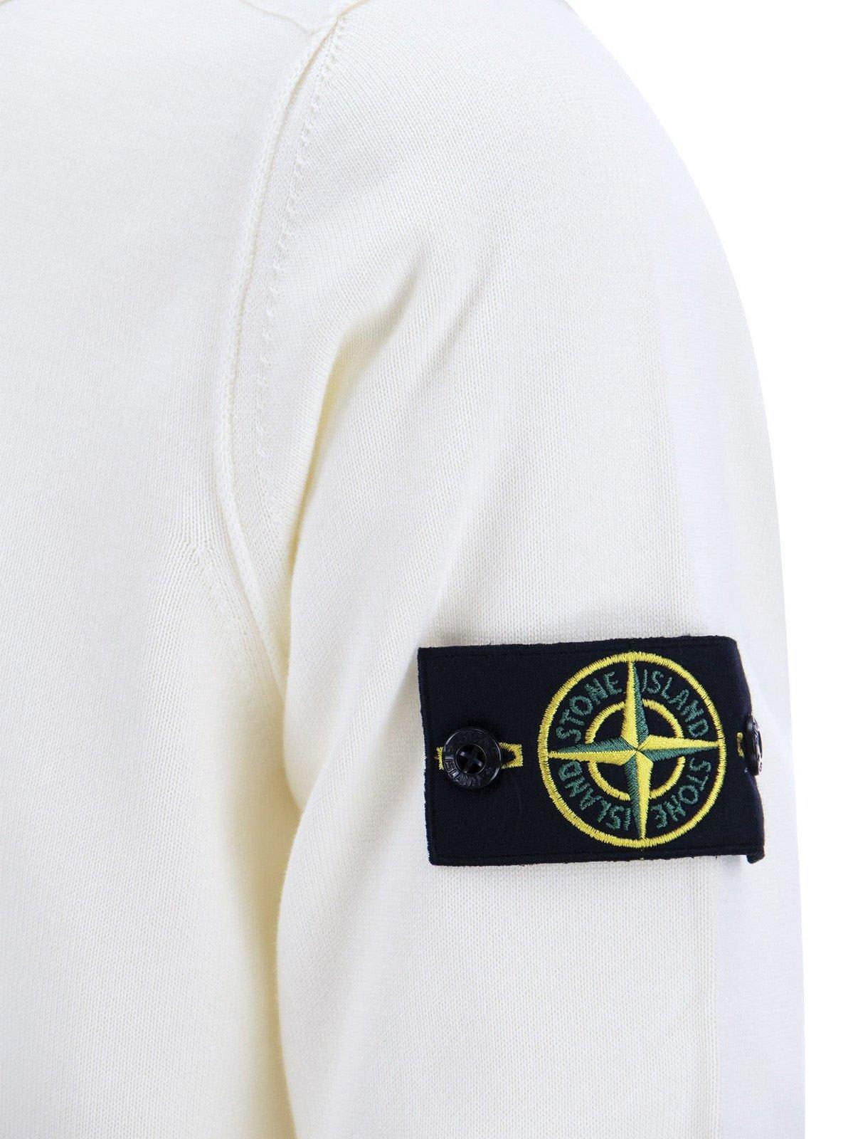 Shop Stone Island Compass Patch Crewneck Sweatshirt In White