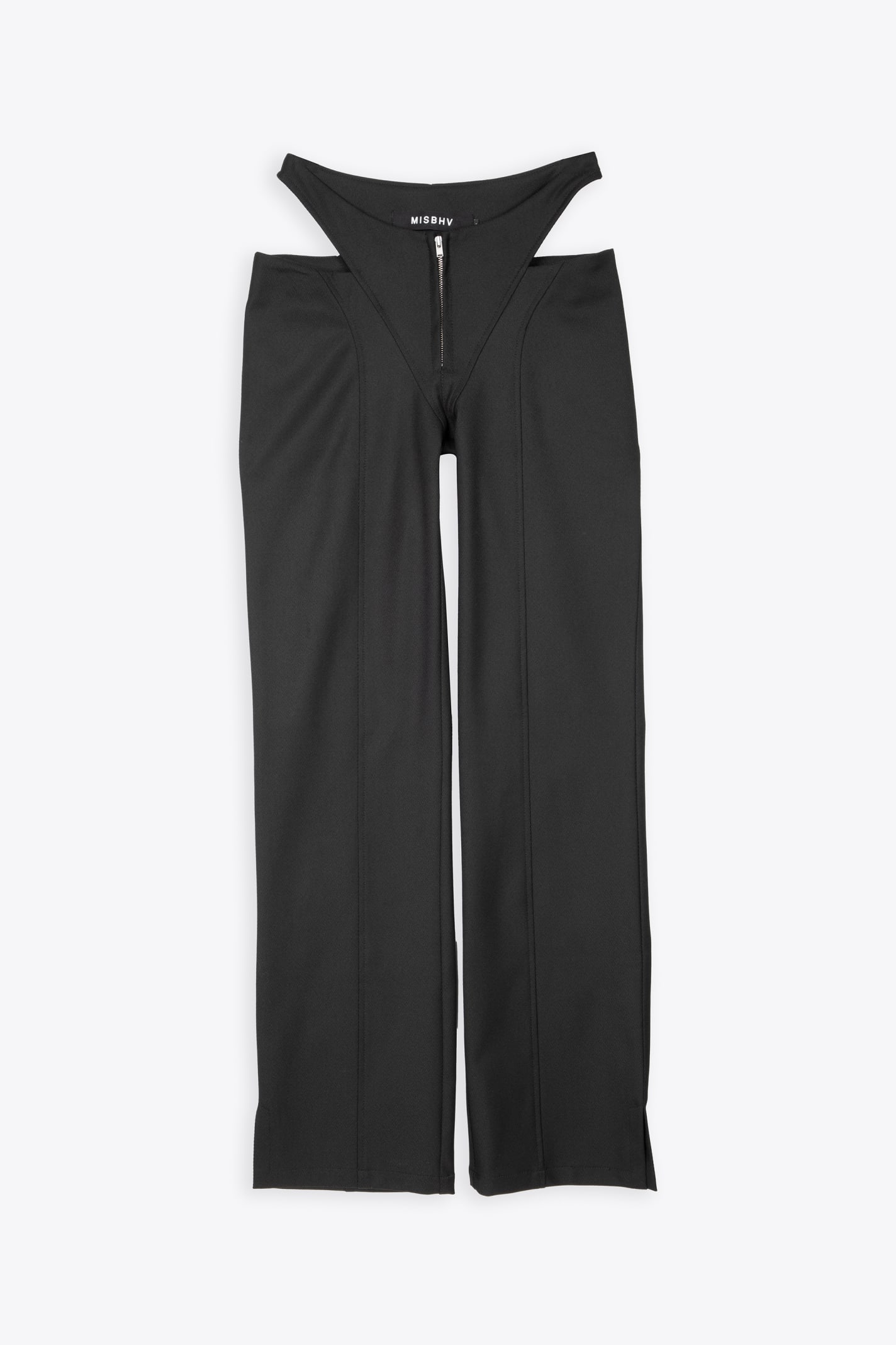 Misbhv Cut-out Straight-leg Trousers In Nero
