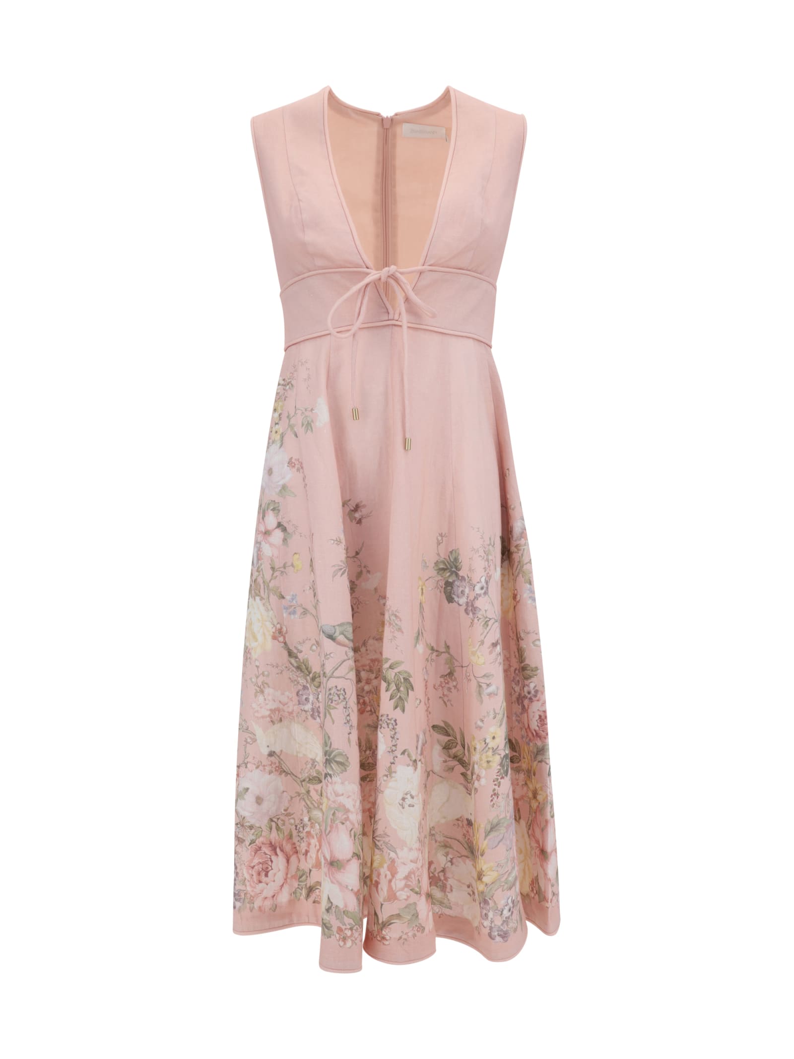 Shop Zimmermann Waverly Plunge Dress In Pink