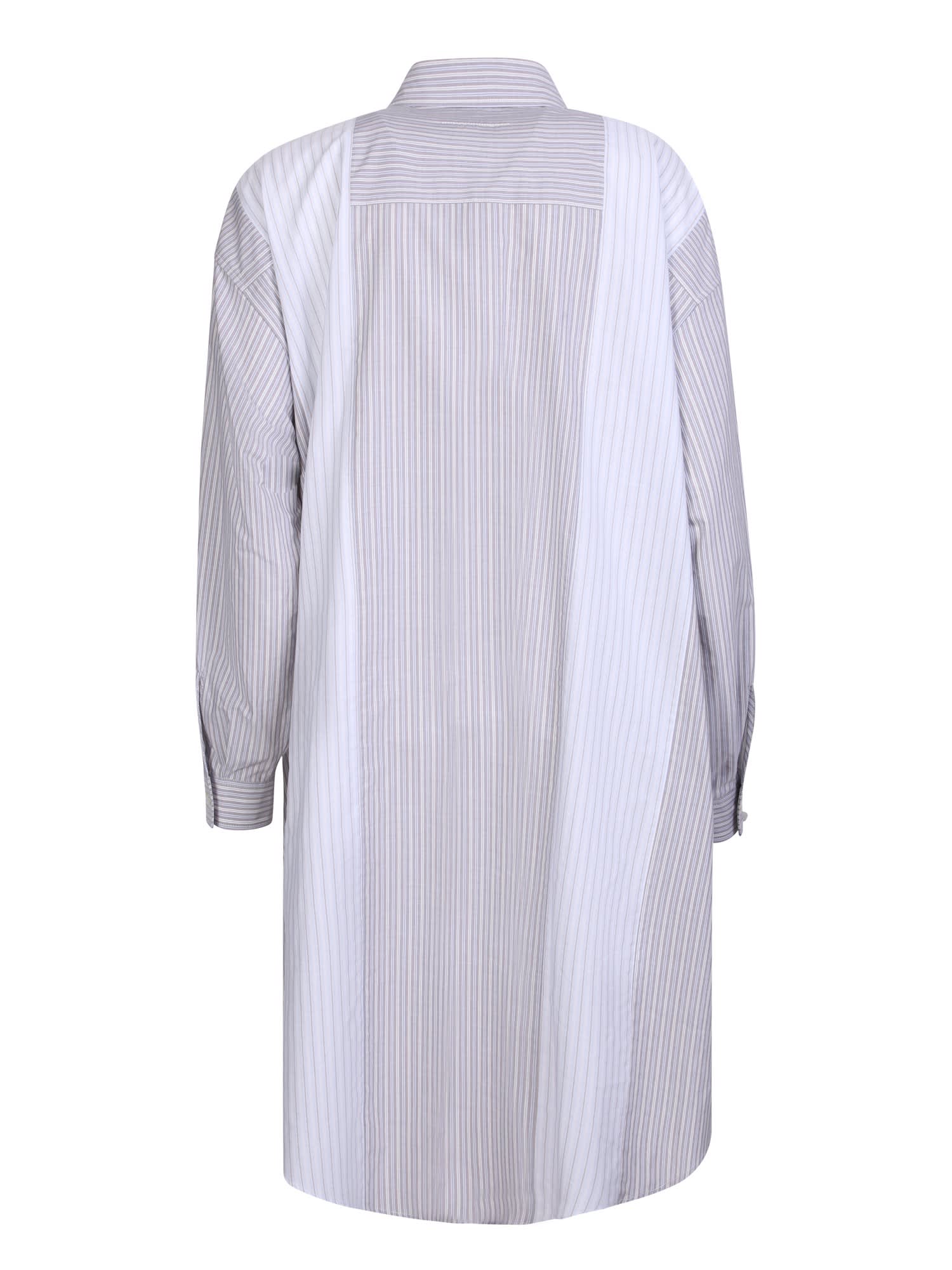 Shop Mm6 Maison Margiela Striped Shirt Dress In Grey