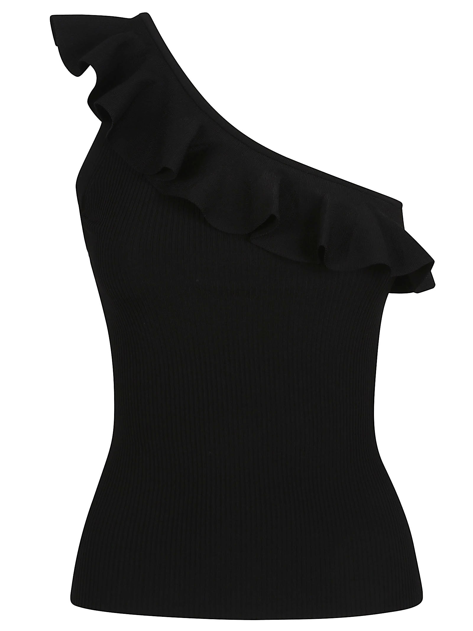Zimmermann Asymmetric Ruffle Top In Black