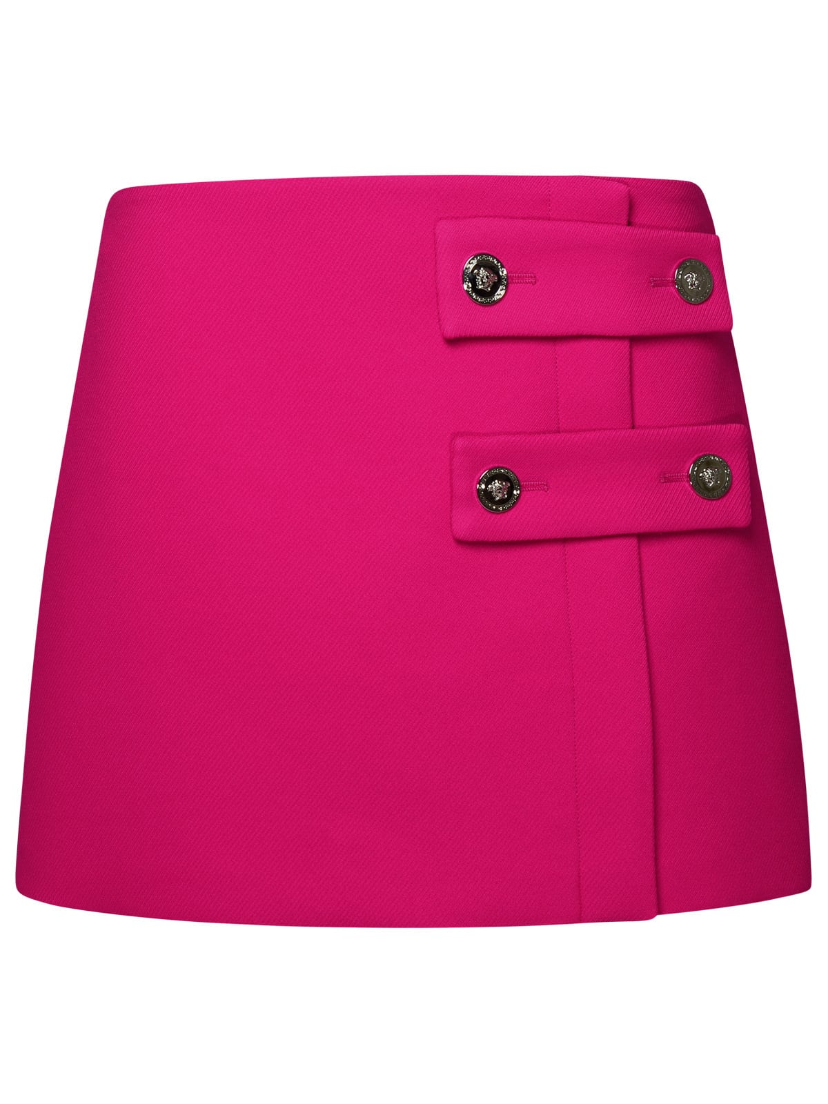 Shop Versace Fuchsia Silk Blend Miniskirt In Fucsia