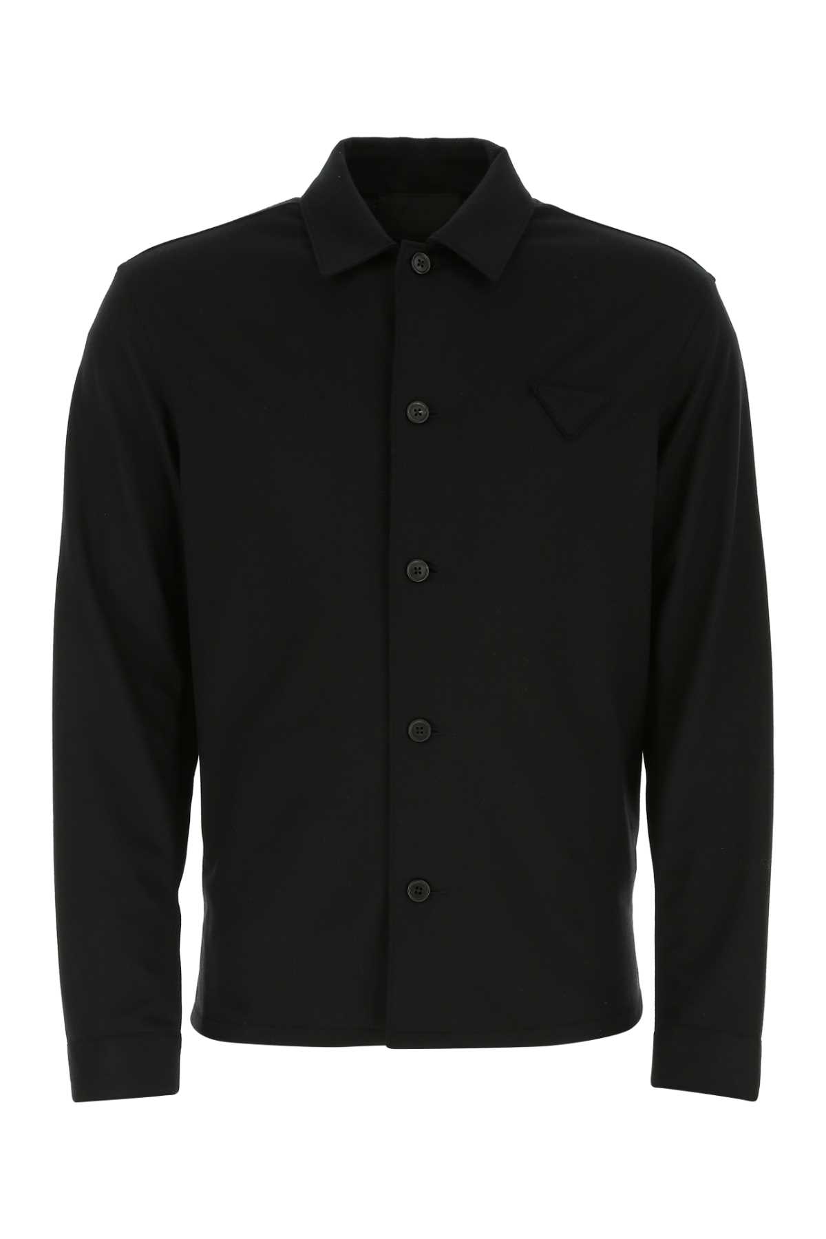 Shop Prada Black Wool And Cashmere Shirt In Nero