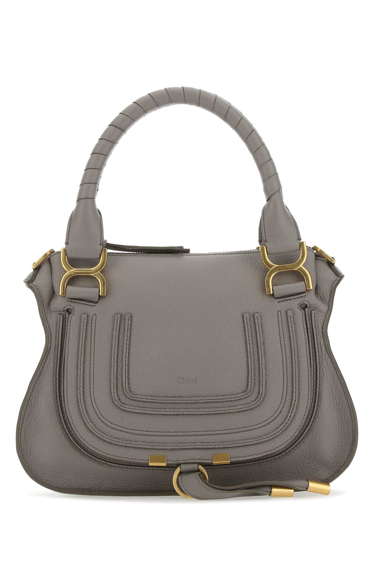 Shop Chloé Grey Leather Small Marcie Handbag In 053