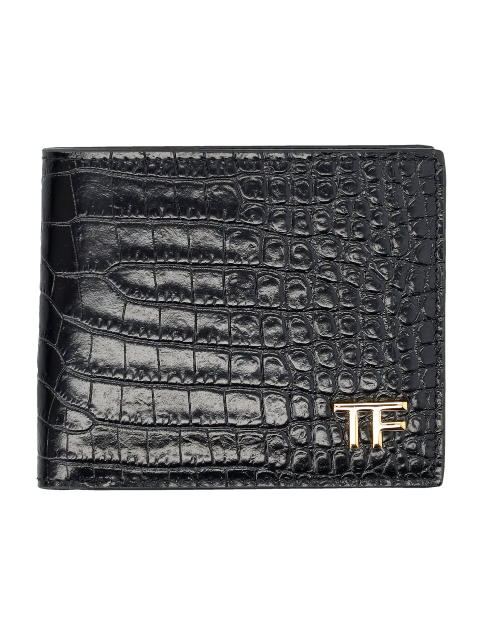 Glossy Printed Croc Classic Bifold Wallet By Tom Ford