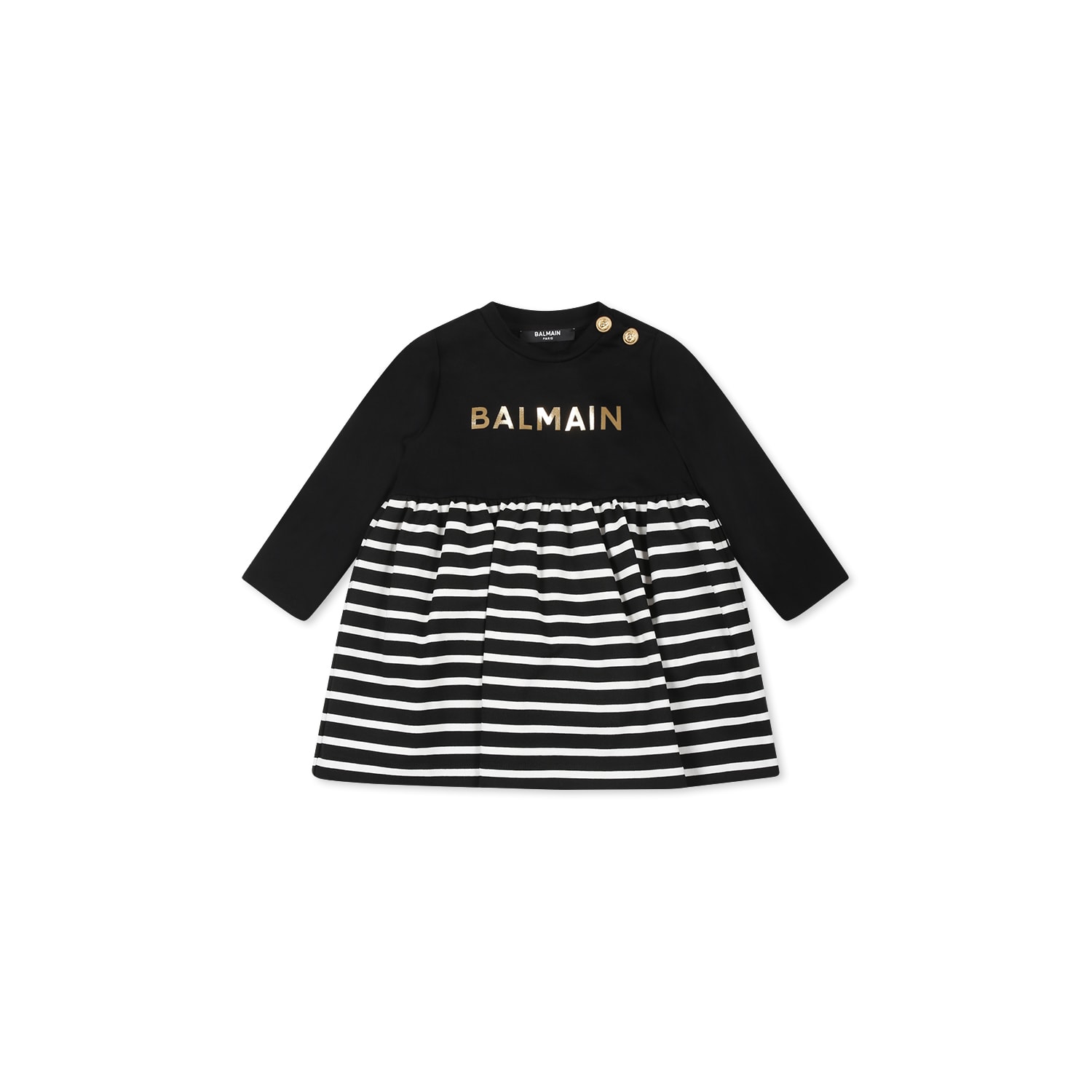 Balmain Black Dress For Baby Girl With Logo