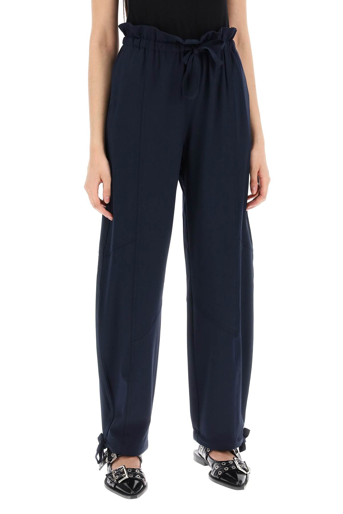 Shop Ganni Flounced High-waisted In Sky Captain (blue)