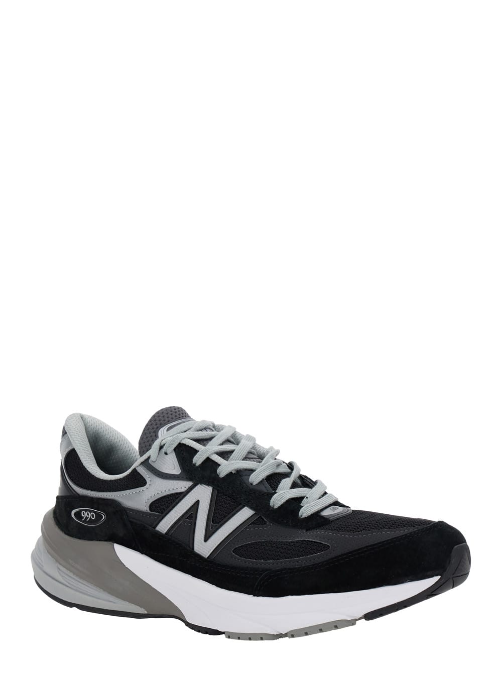 Shop New Balance Black Low Top Sneakers With Logo Detail In Suede And Tech Fabric Man