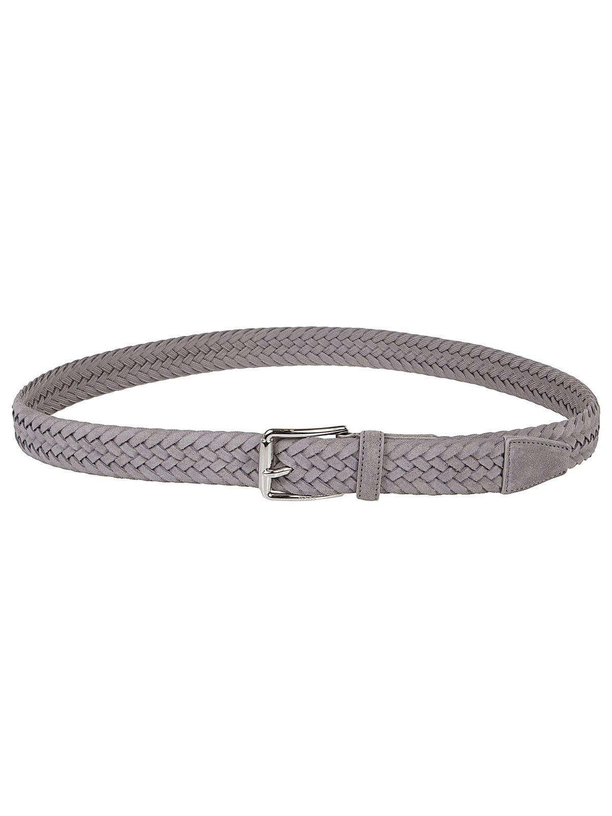Shop Tod's Braided Buckle Belt In Grey