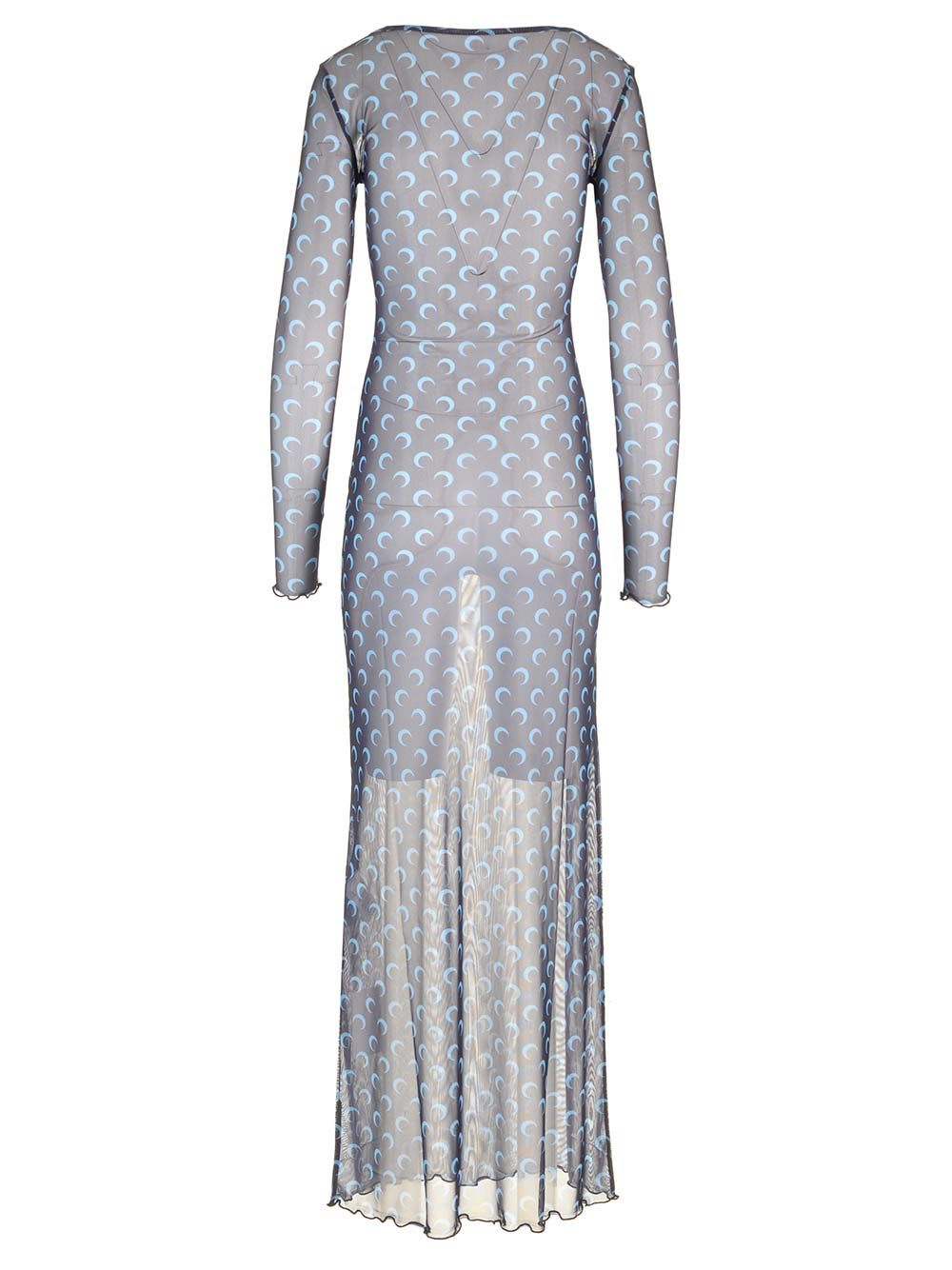 Shop Marine Serre Moon Sheer Dress In Blue