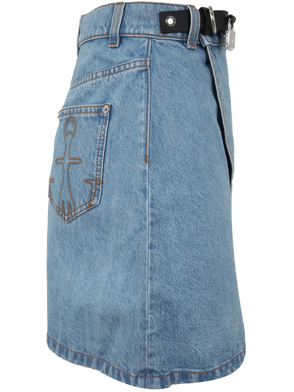 Shop Jw Anderson Padlock Strap Mini Skirt In Light Blue