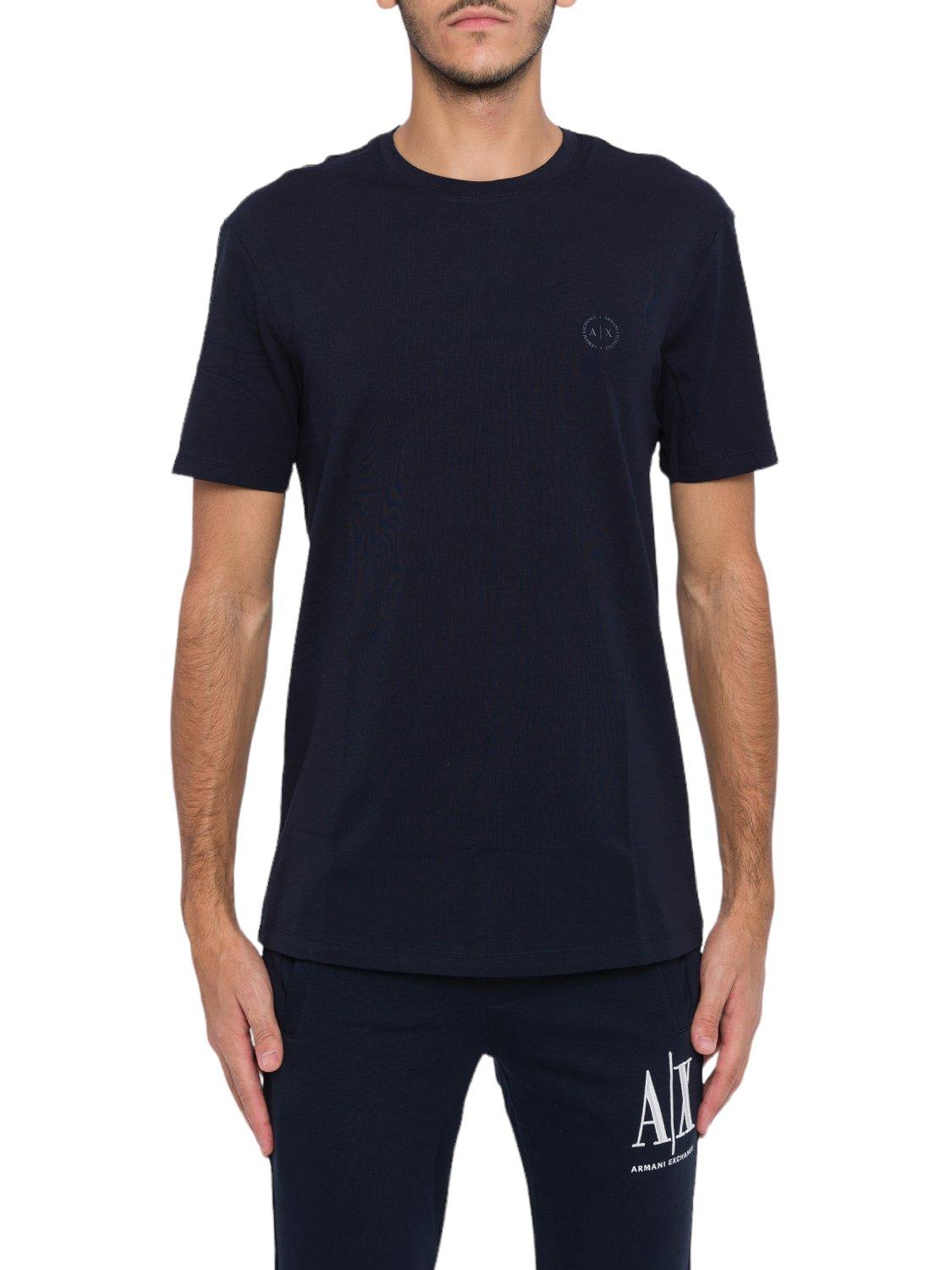 Shop Armani Collezioni Logo Embroidered Crewneck T-shirt In Blue