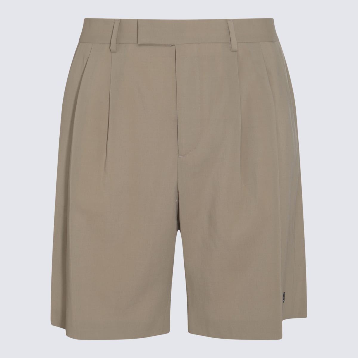 Shop Amiri Tan Wool Blend Double Pleat Shorts In Brown