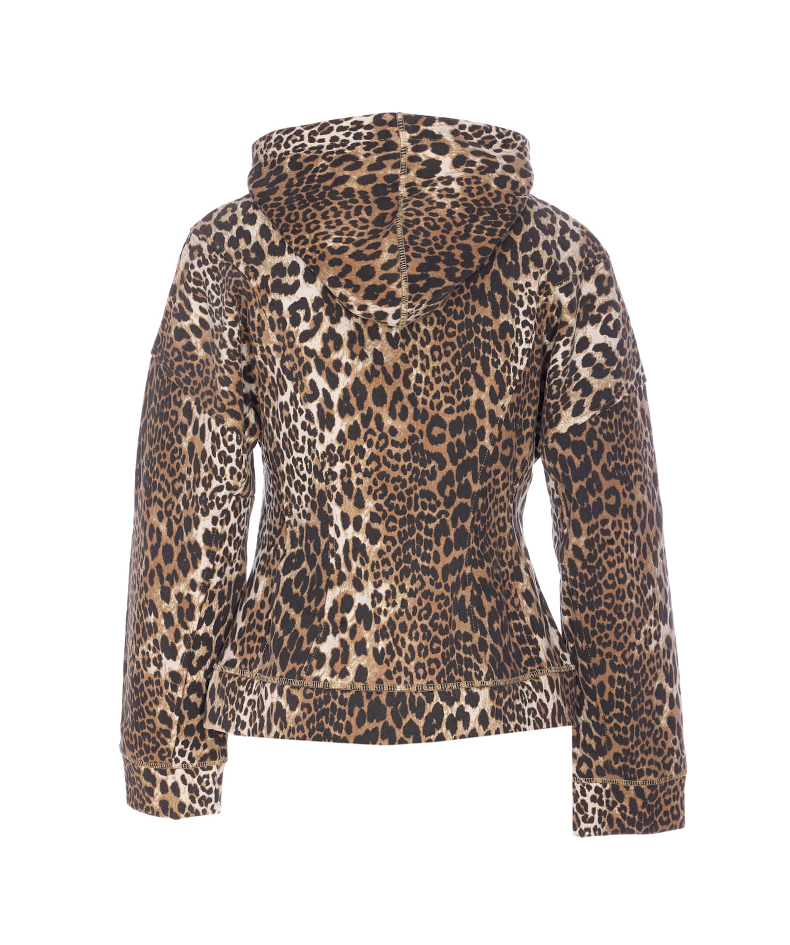 Ganni Leopard-print Hoodie In Multicolour