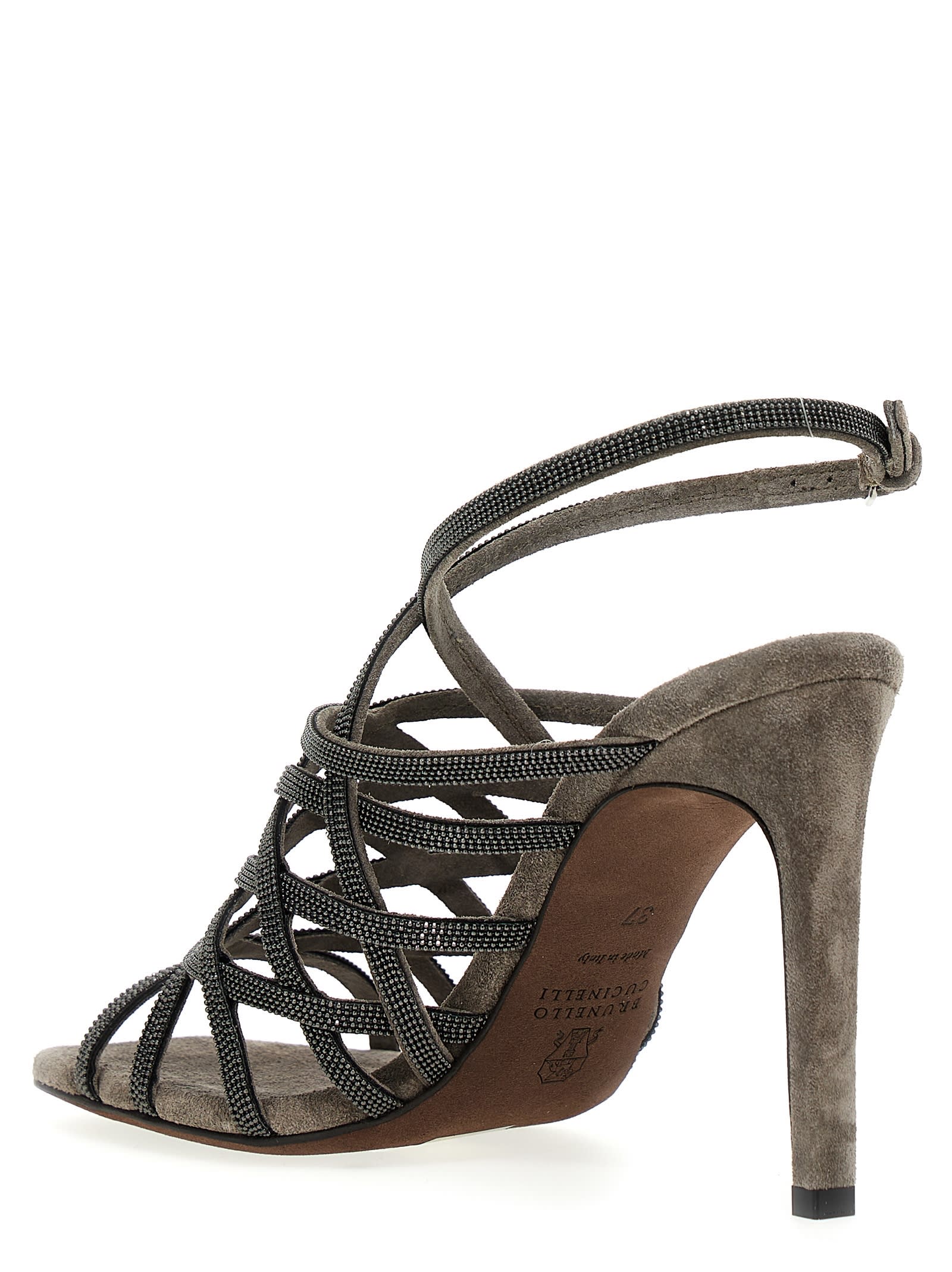 Shop Brunello Cucinelli Monile Sandals In Gray