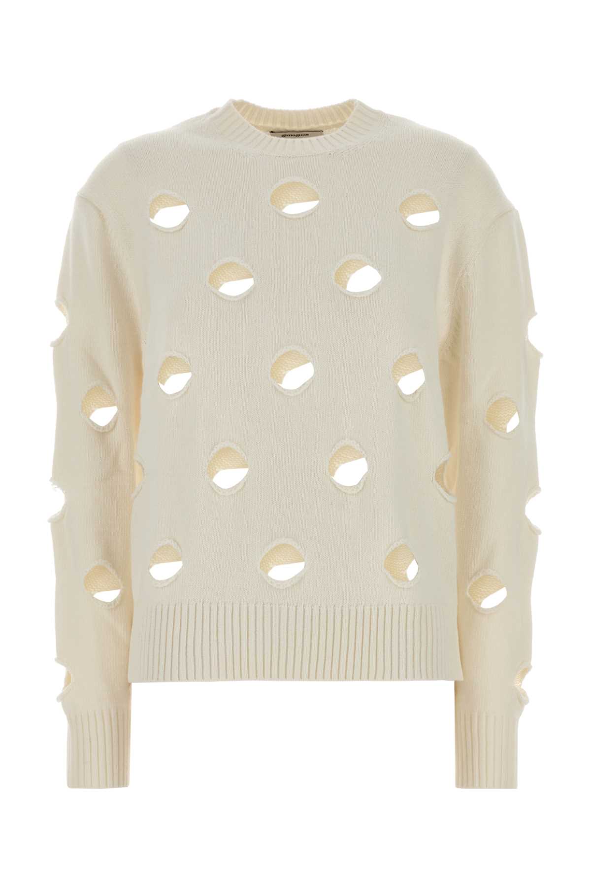 Gimaguas Ivory Wool Blend Dots Sweater In Neutral